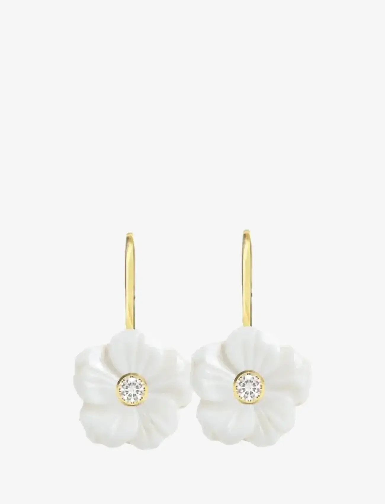 SNÖ of Sweden - Florette pendant ear g/white-Onesize - ohrhänger - g/white - 1
