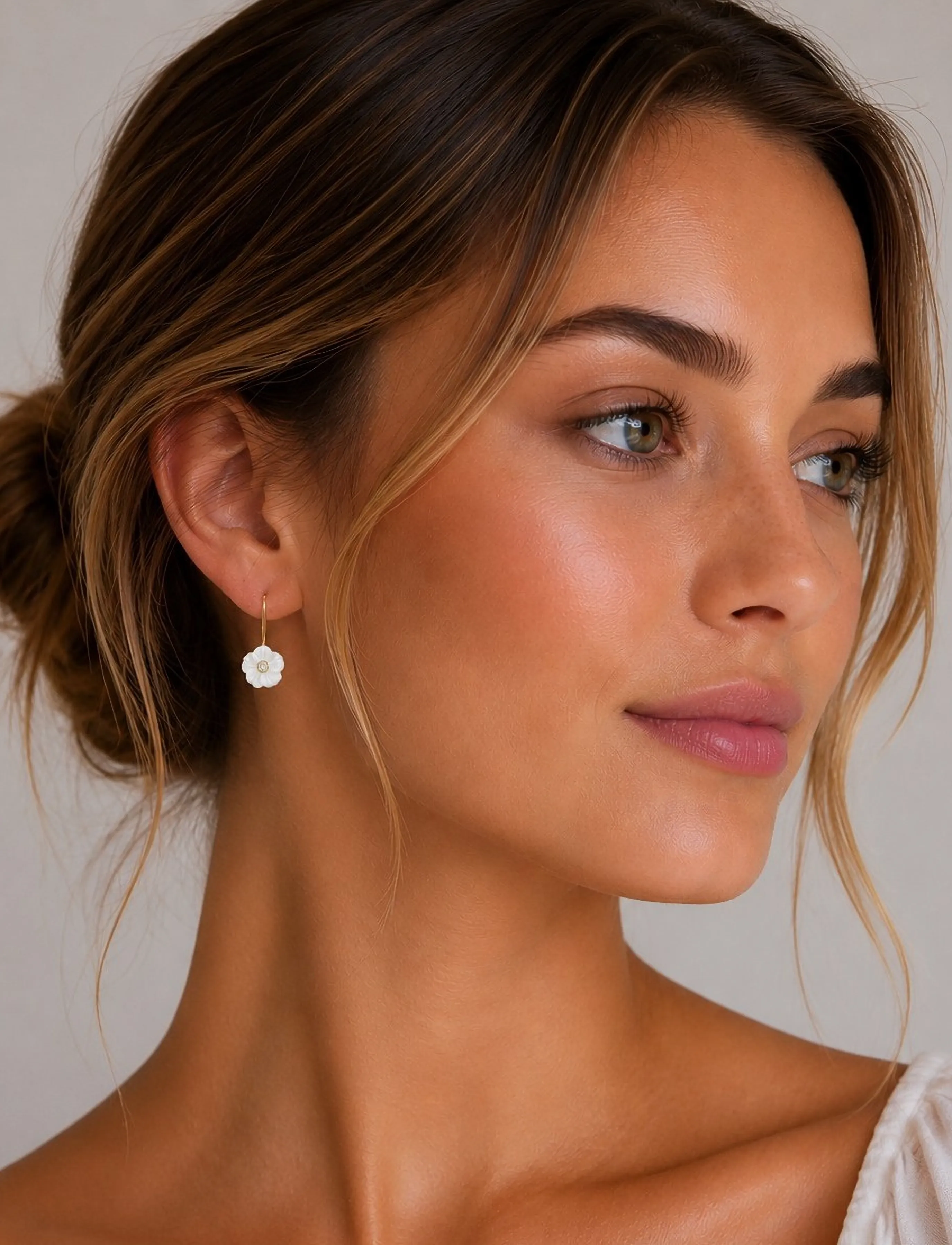 SNÖ of Sweden Florette Pendant Ear G/White-Onesize, One Size, Earrings, Weiß - Pendants Frauen