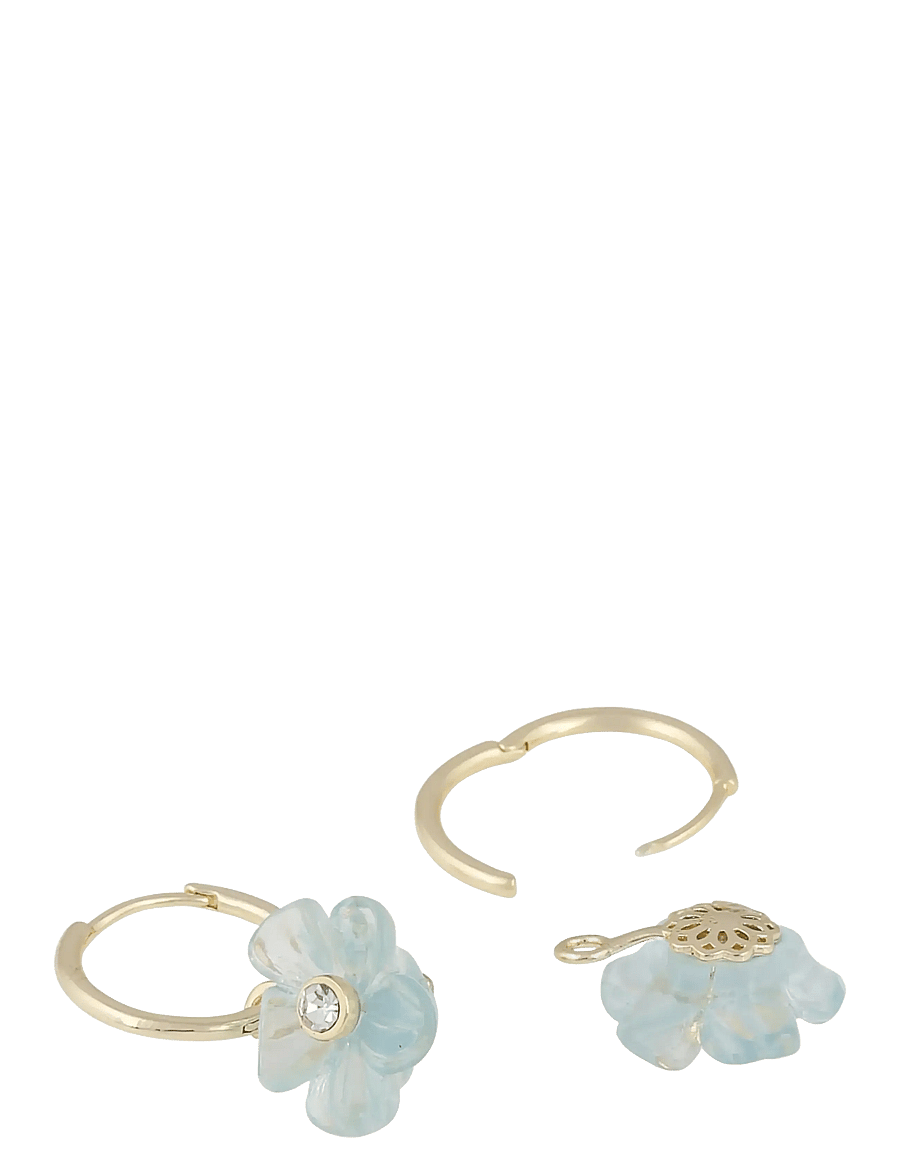 SNÖ of Sweden - Florette pendant ear g/light blue-Onesize - oorhangers - g/light blue - 1