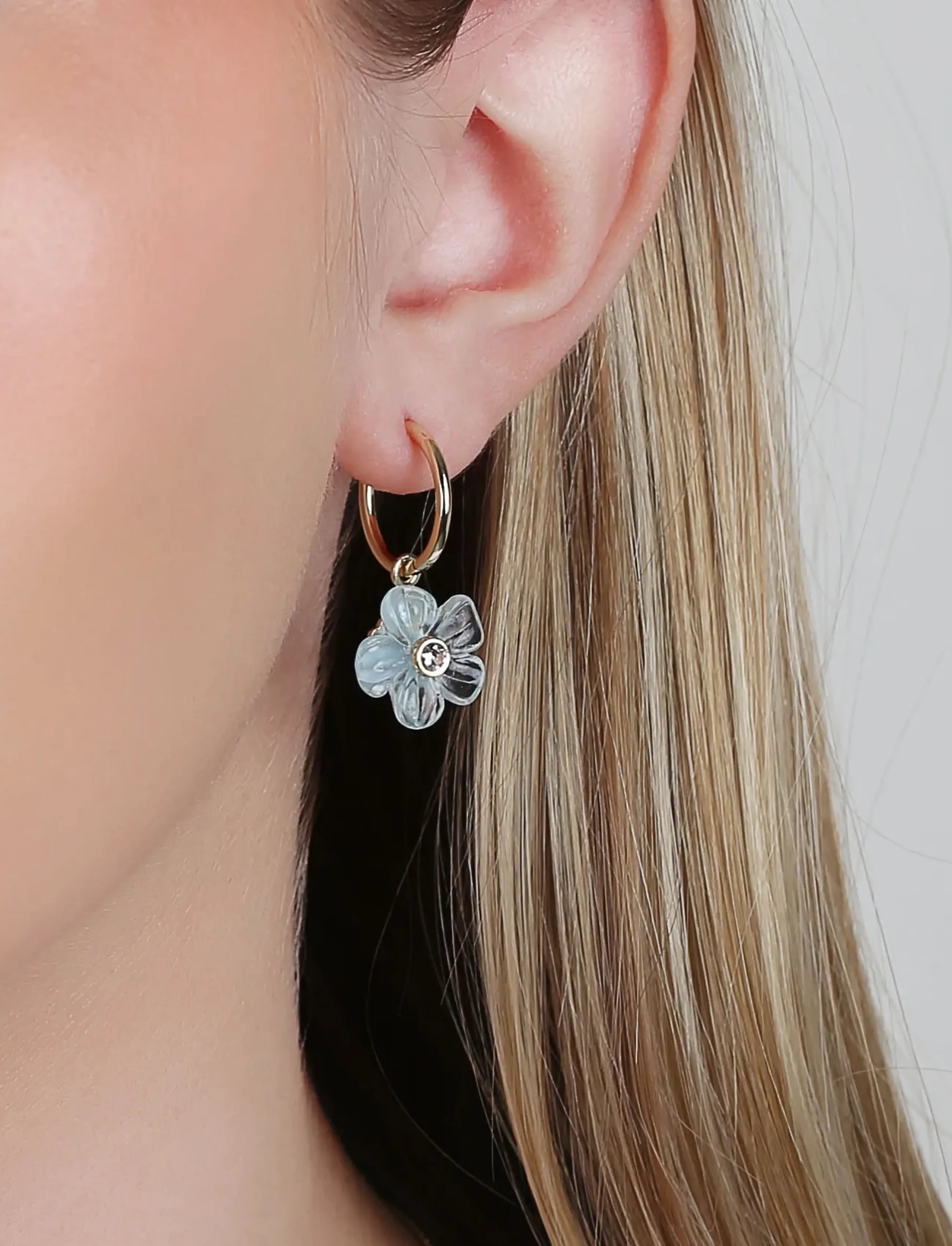 SNÖ of Sweden Florette Pendant Ear G/Light Blue-Onesize, One Size, Blue, Øreringe > Creoler, Dame