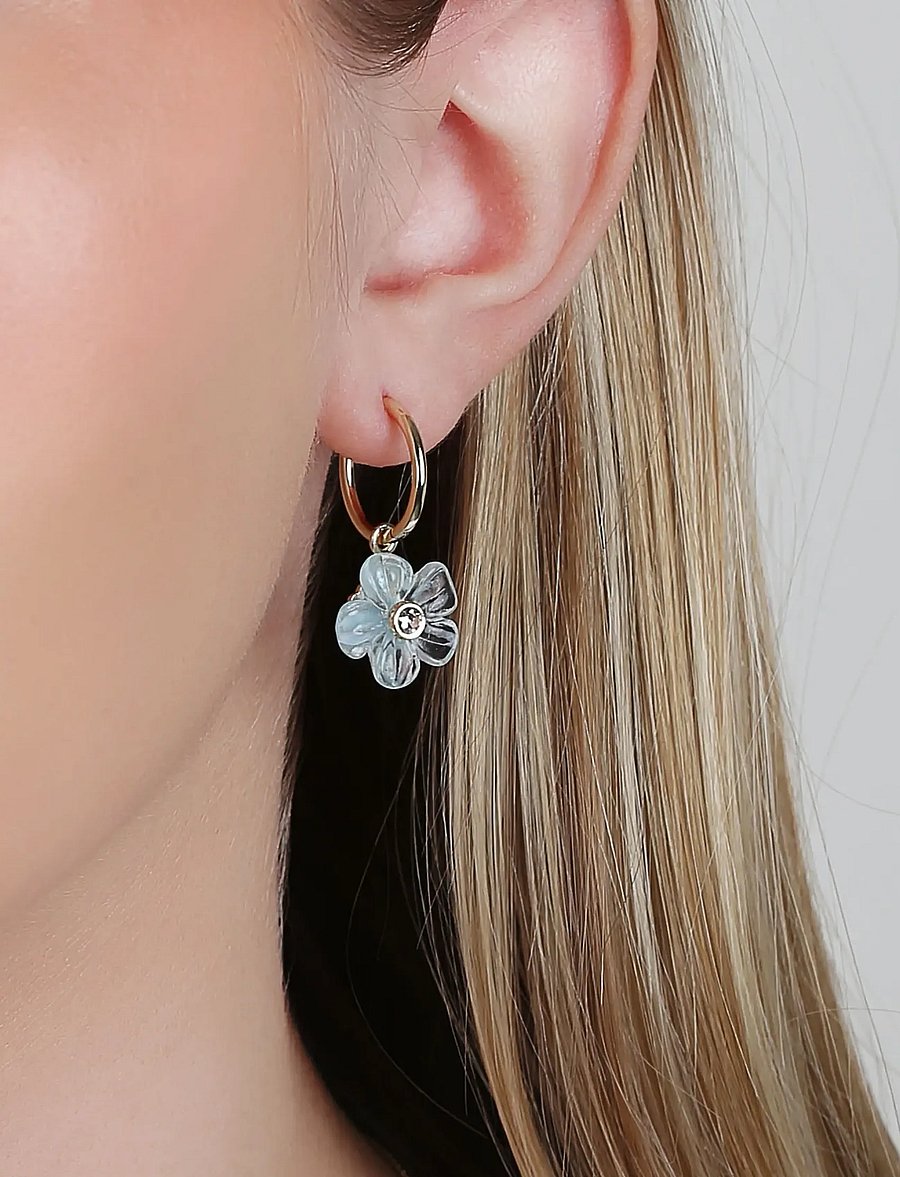 SNÖ of Sweden - Florette pendant ear g/light blue-Onesize - oorhangers - g/light blue - 0