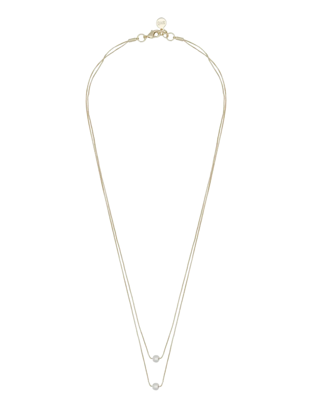 SNÖ of Sweden Karan double chain neck 42 g/white-42cm - SNÖ of Sweden - G/WHITE / gold