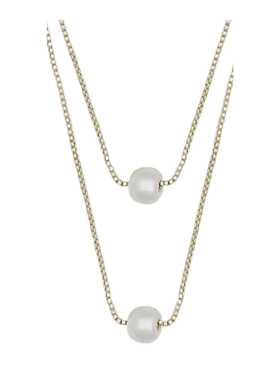 SNÖ of Sweden - Karan double chain neck 42 g/white-42cm - halsband - g/white - 2