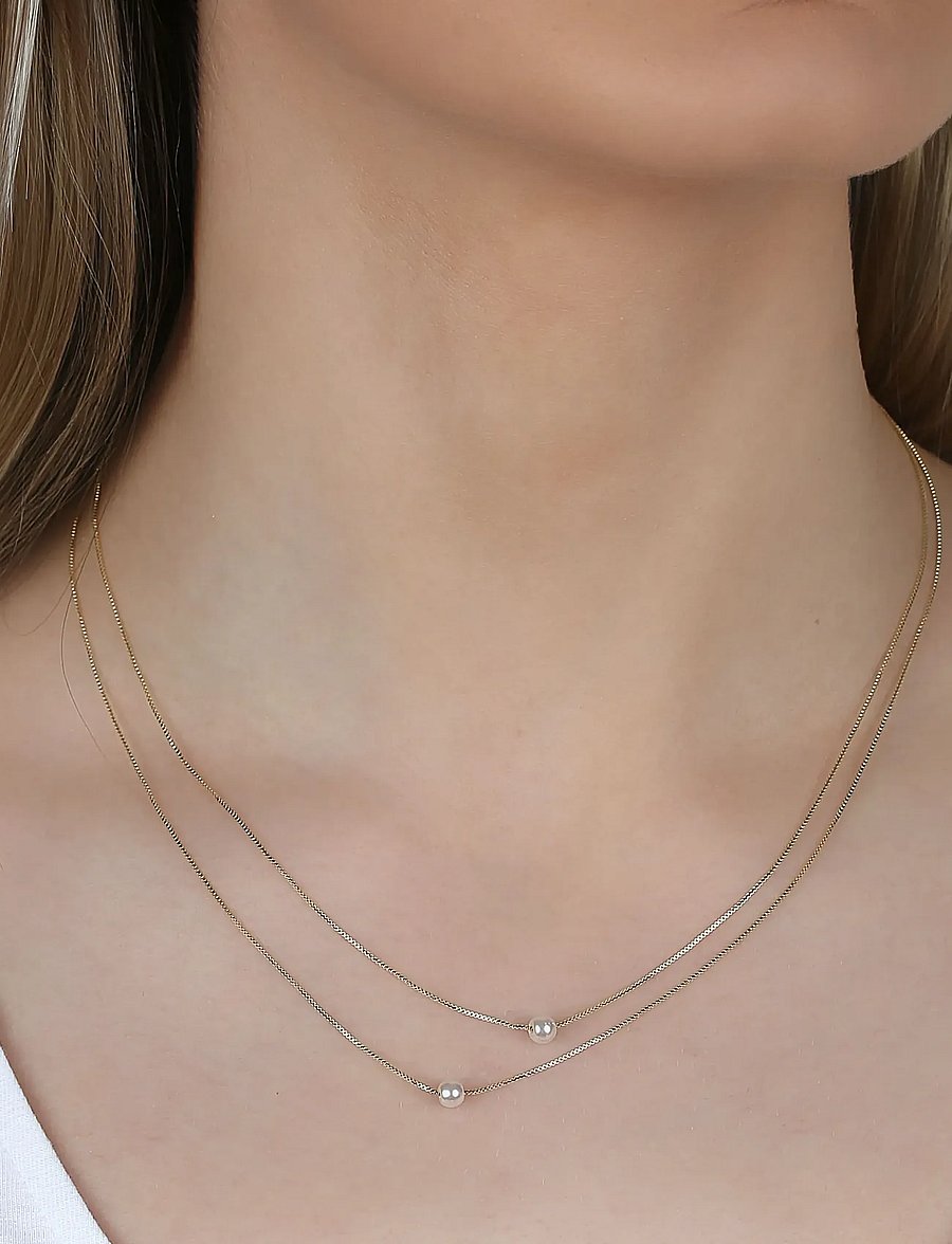 SNÖ of Sweden - Karan double chain neck 42 g/white-42cm - halsband - g/white - 0