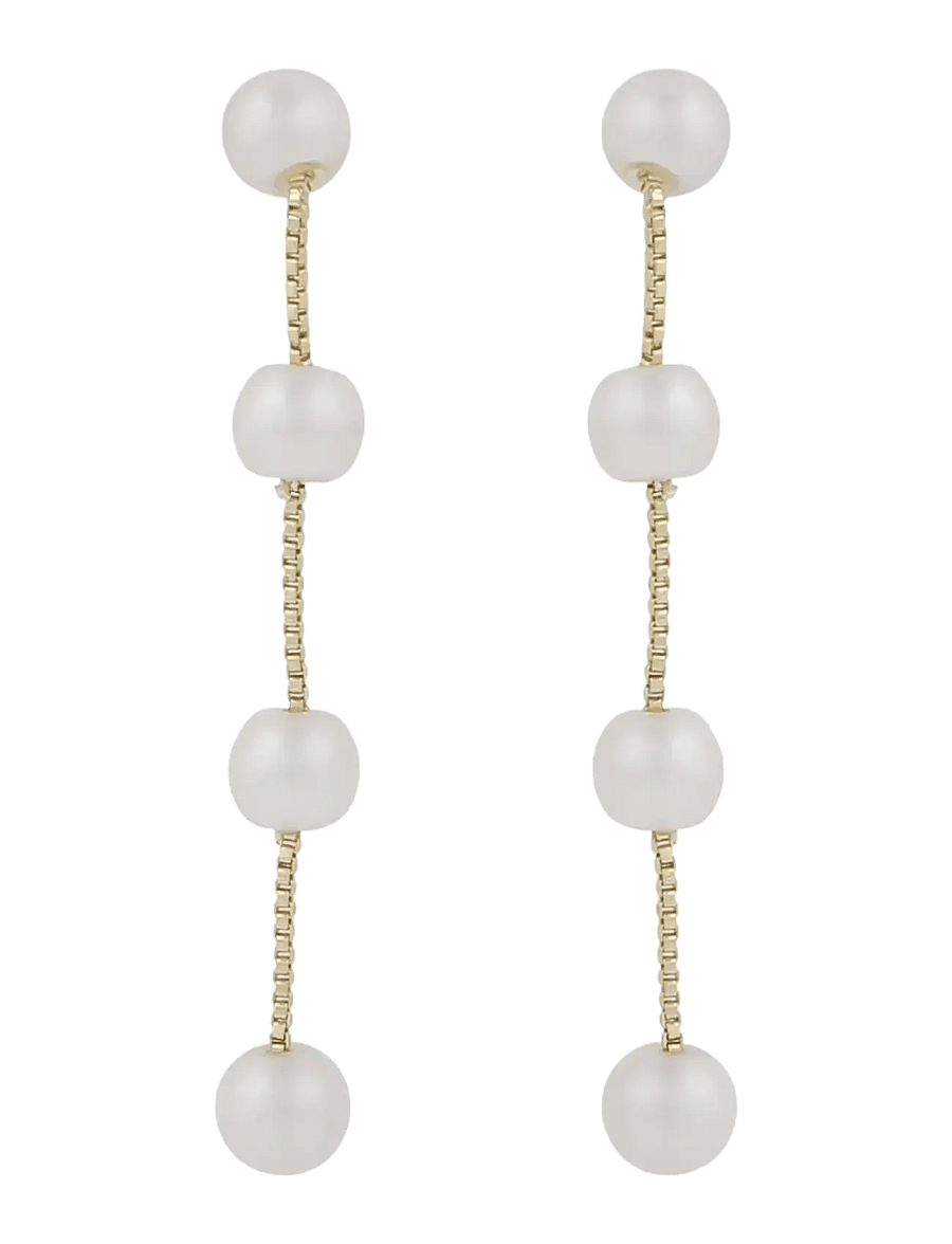 SNÖ of Sweden - Karan chain ear g/white-Onesize - hengende øredobber - g/white - 1