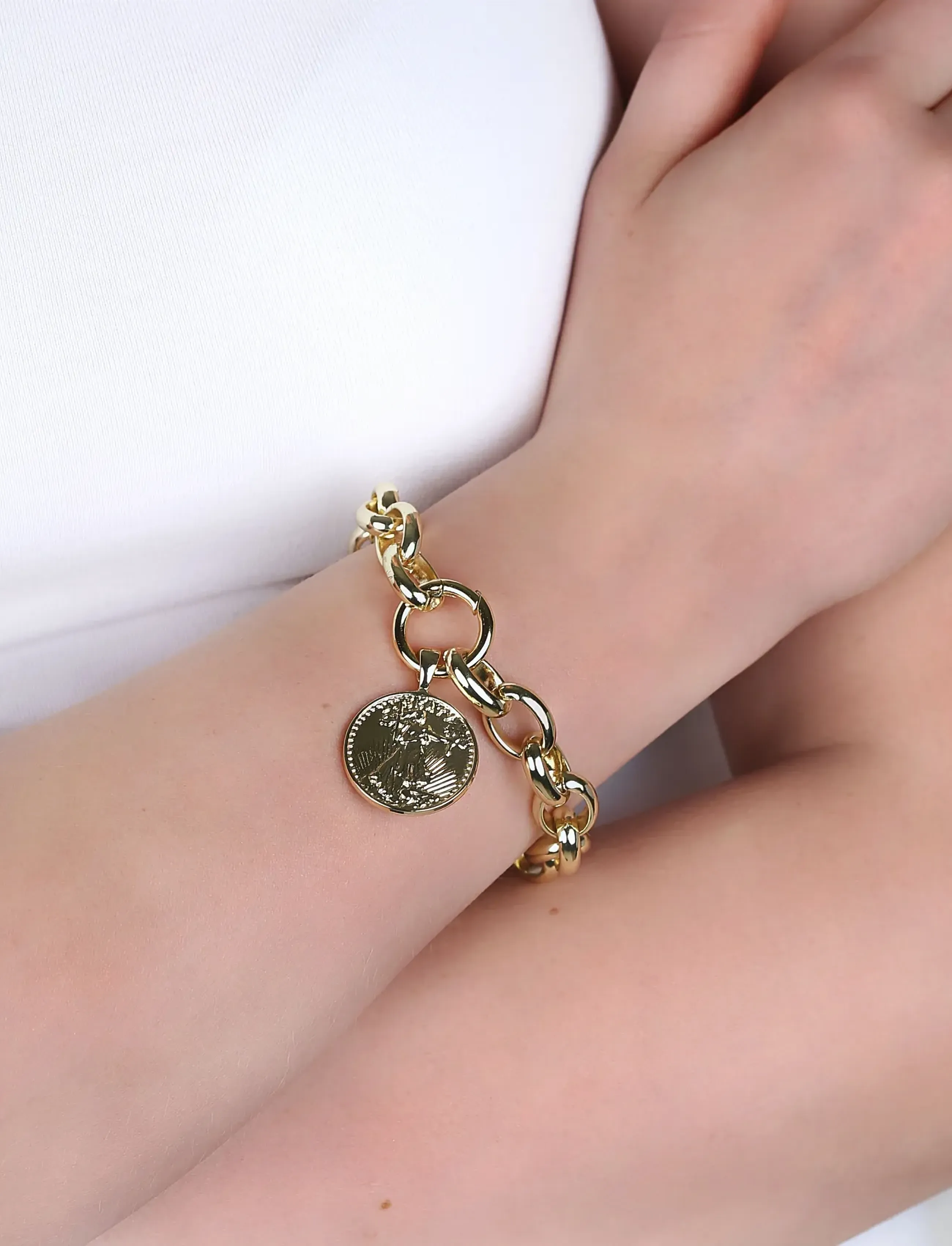 SNÖ of Sweden Rule Big Coin Brace Plain G-Onesize, One Size, Bracelets, Gold - Chain Frauen