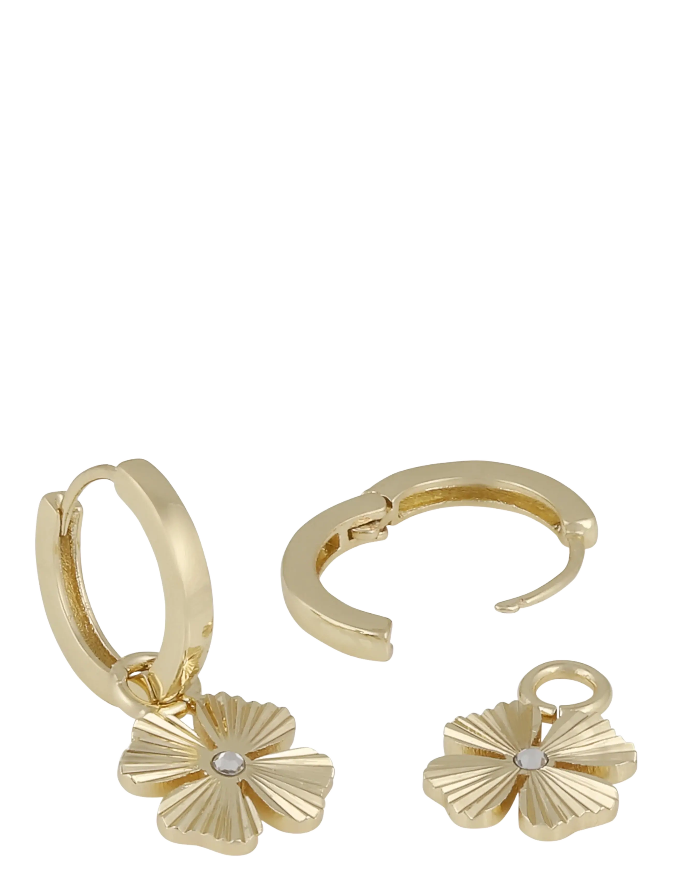 SNÖ of Sweden - Rule clover pendant ear plain g-Onesize - hringeyrnalokkar - plain g - 2