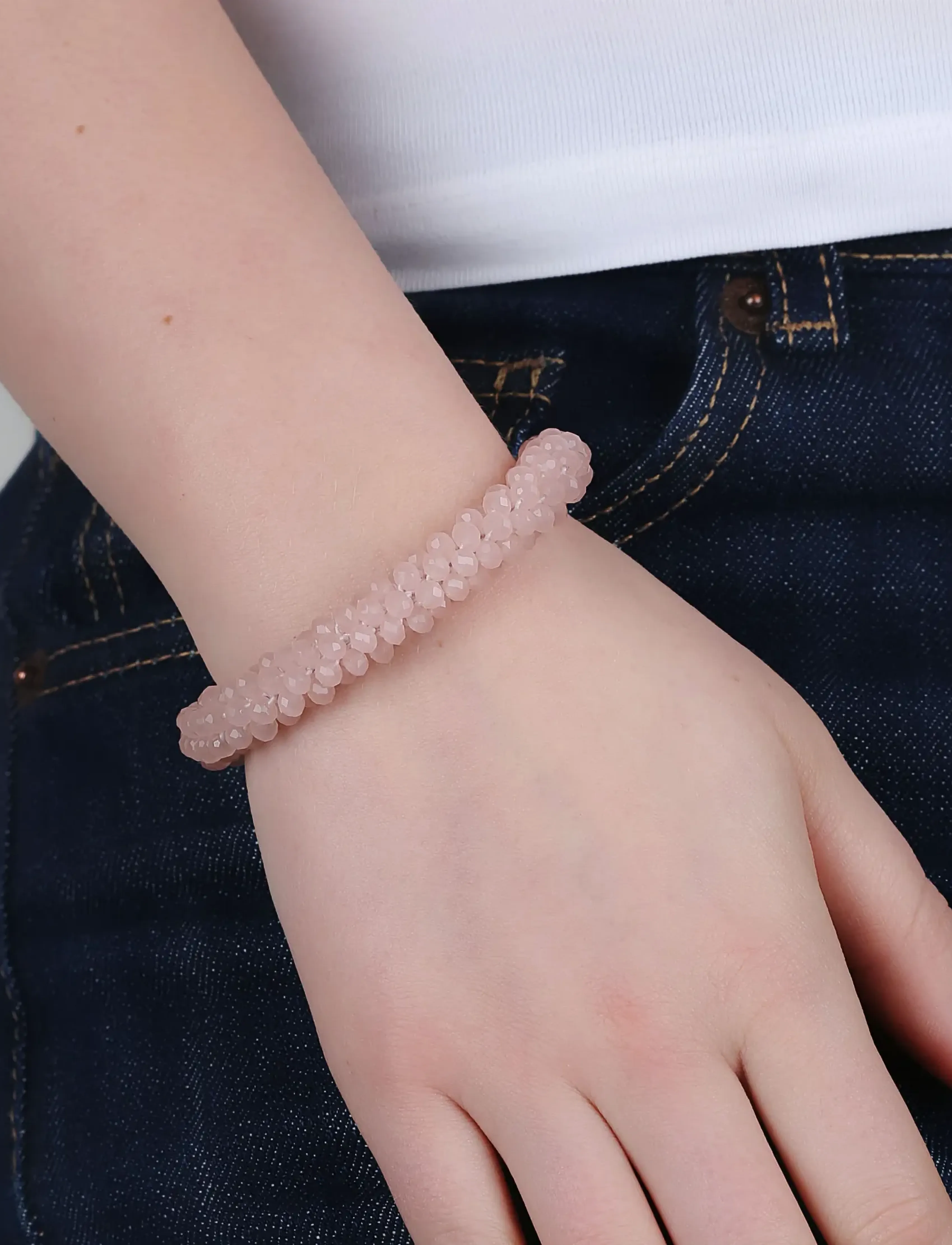 SNÖ of Sweden United Bubbles Elastic Brace G/Light Pink-Onesize, Kvinder, Elastisk Perle Armbånd, Pink, Str: ONE SIZE