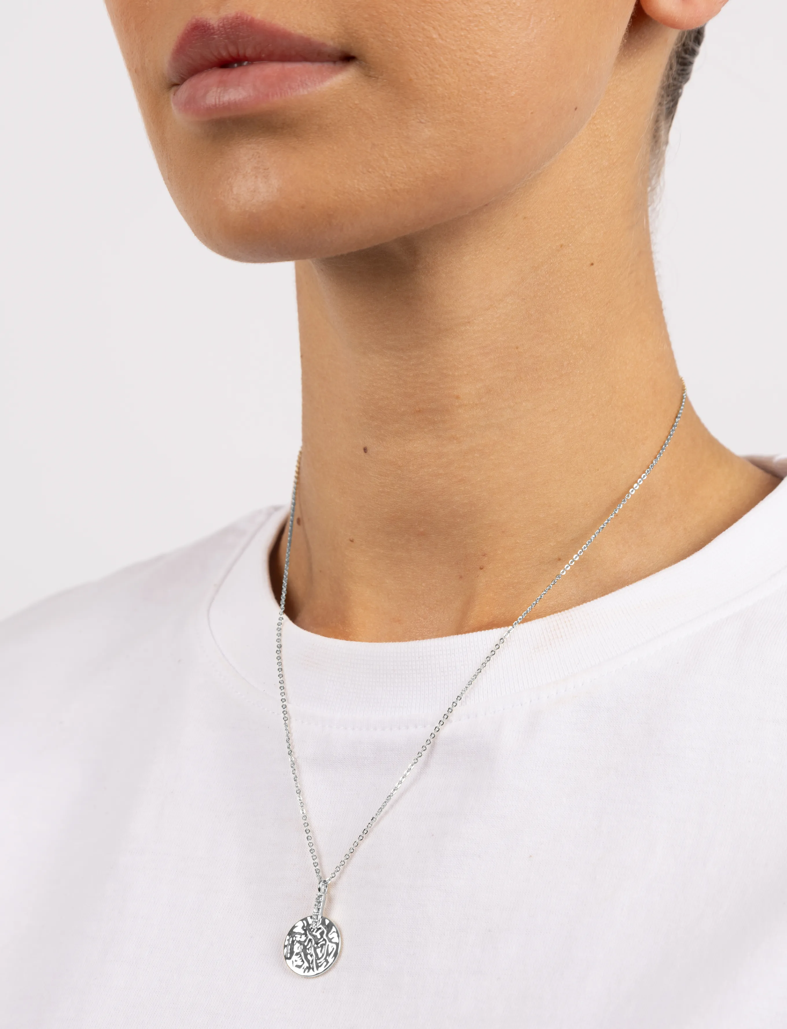 SNÖ of Sweden Union Casey Hammered Pendant Neck 40-45, One Size, Silver, Halskæder > Kædehalskæder, Dame