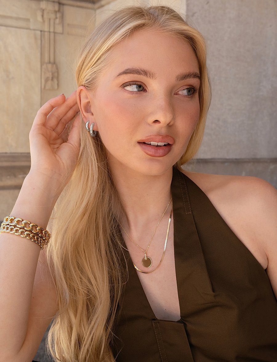 SNÖ of Sweden - Union chunky hammered ear 20mm plain s - Onesize - creoler & hoops - plain s - 3