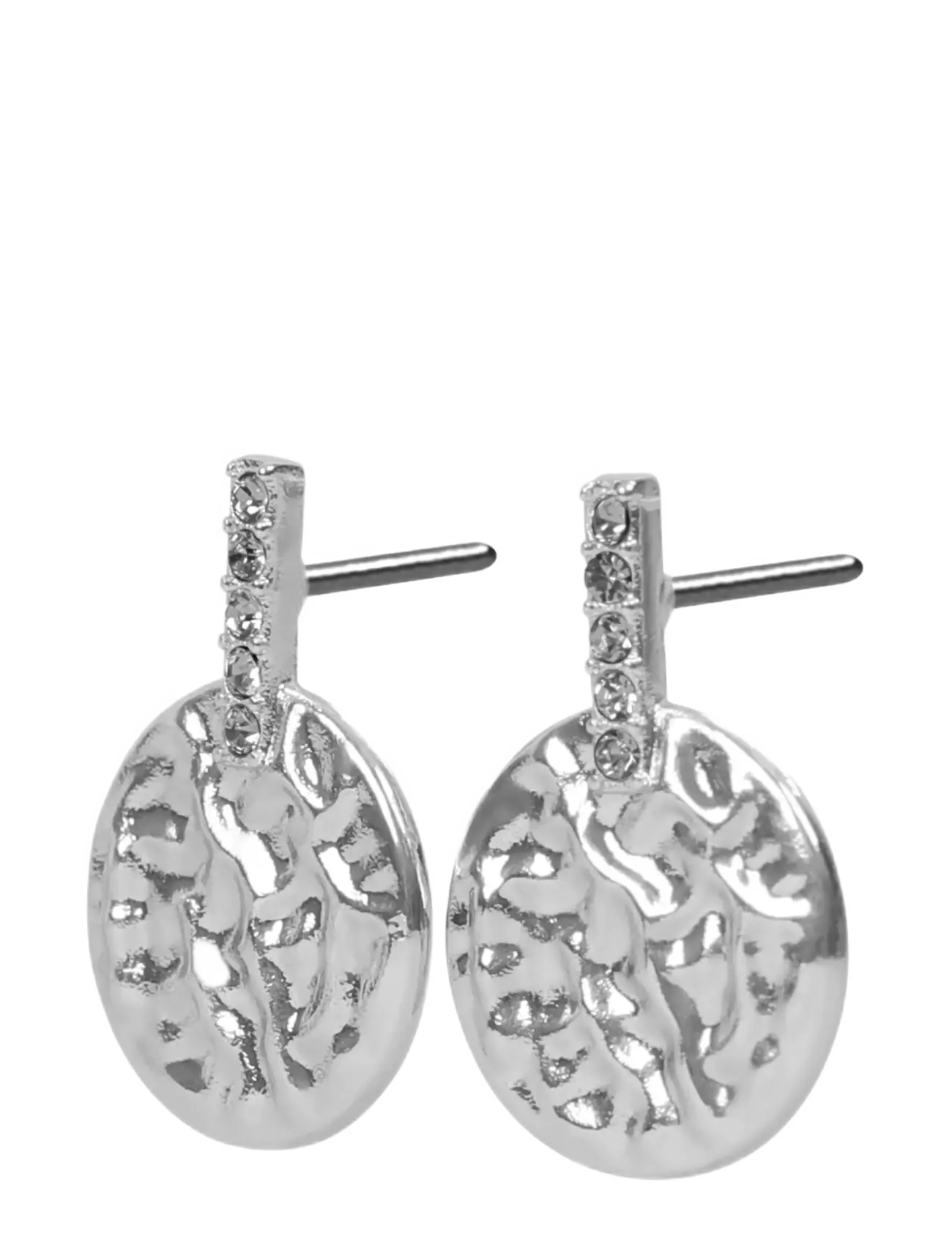 SNÖ of Sweden Union Casey Hammered Ear S/Clear - Onesize, One Size, Silver, Øreringe > Ørestikker, Dame