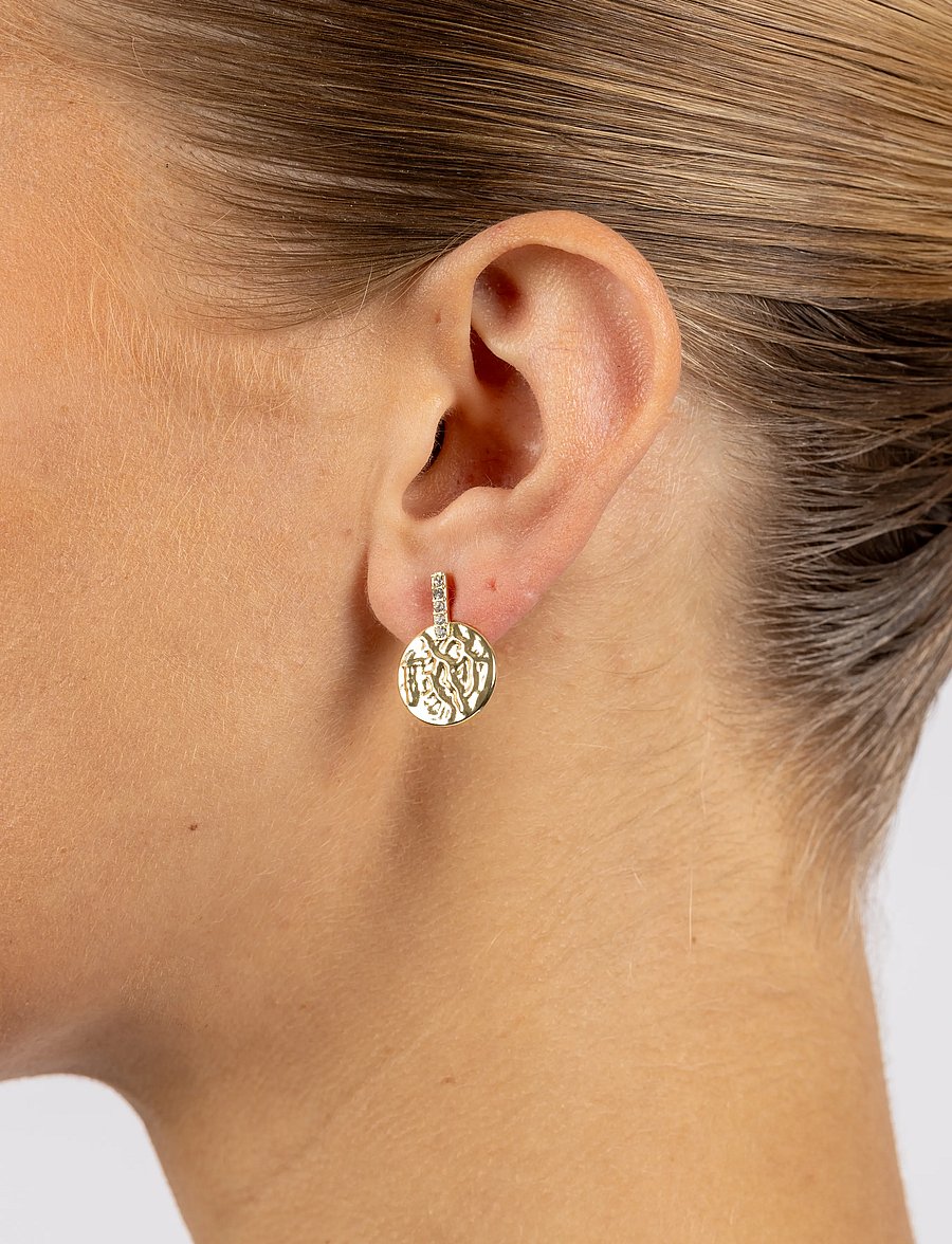 SNÖ of Sweden - Union Casey hammered ear g/clear - Onesize - ohrstecker - g/clear - 0