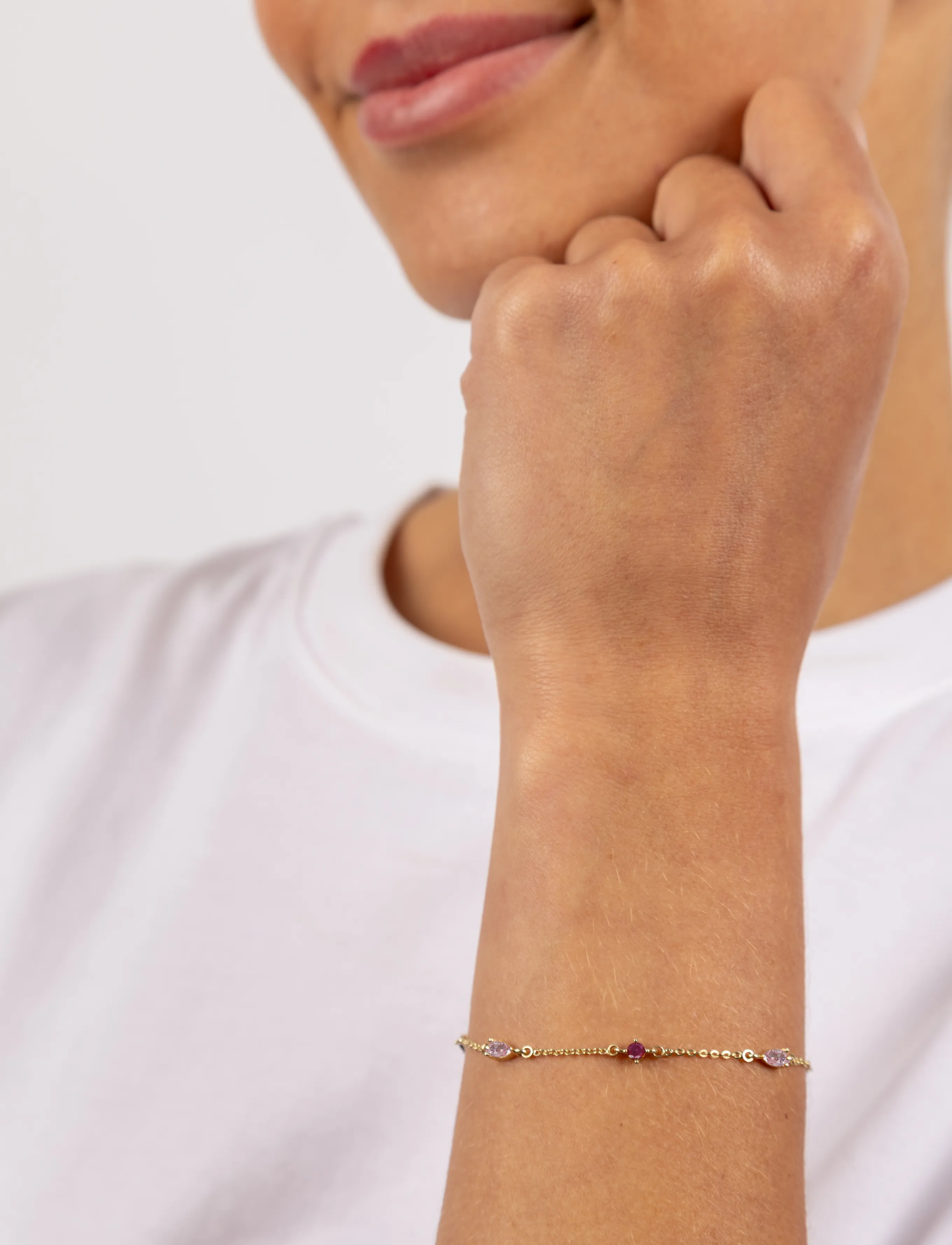 SNÖ of Sweden Trinity Brace G/Mix Pink Onesize, One Size, Bracelets, Gold - Chain Frauen
