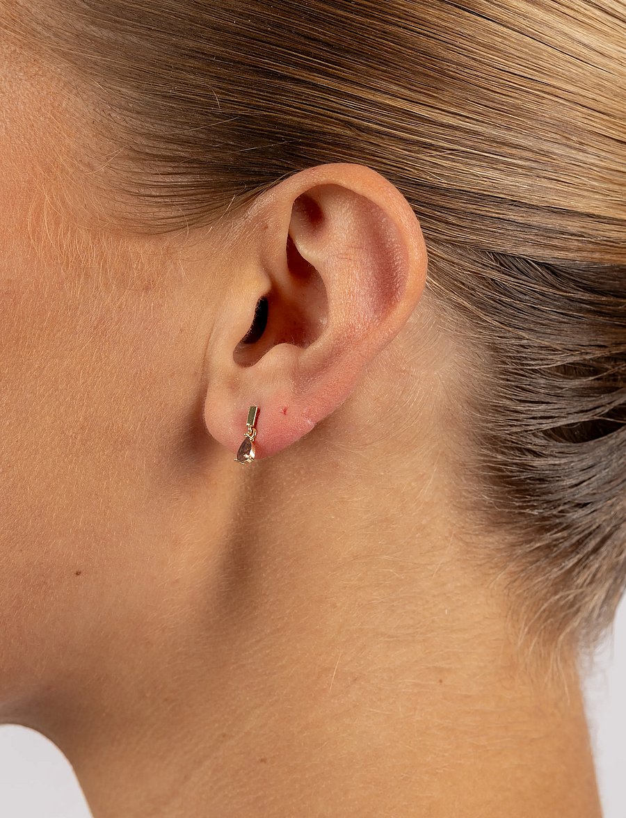 SNÖ of Sweden - Trinity drop pin ear g/brown - Onesize - ohrhänger - g/brown - 0