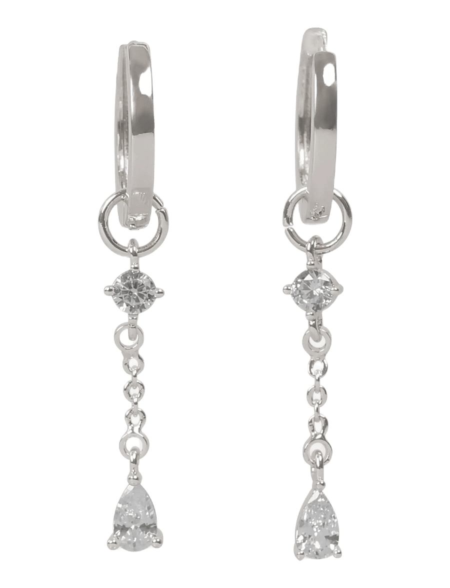 SNÖ of Sweden - Trinity chain pendant ring ear s/clear - Onesize - hängande örhängen - s/clear - 1