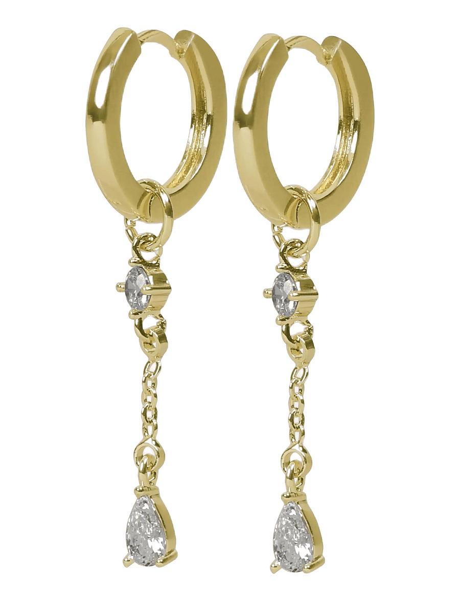 SNÖ of Sweden - Trinity chain pendant ring ear g/clear - Onesize - hängande örhängen - g/clear - 1