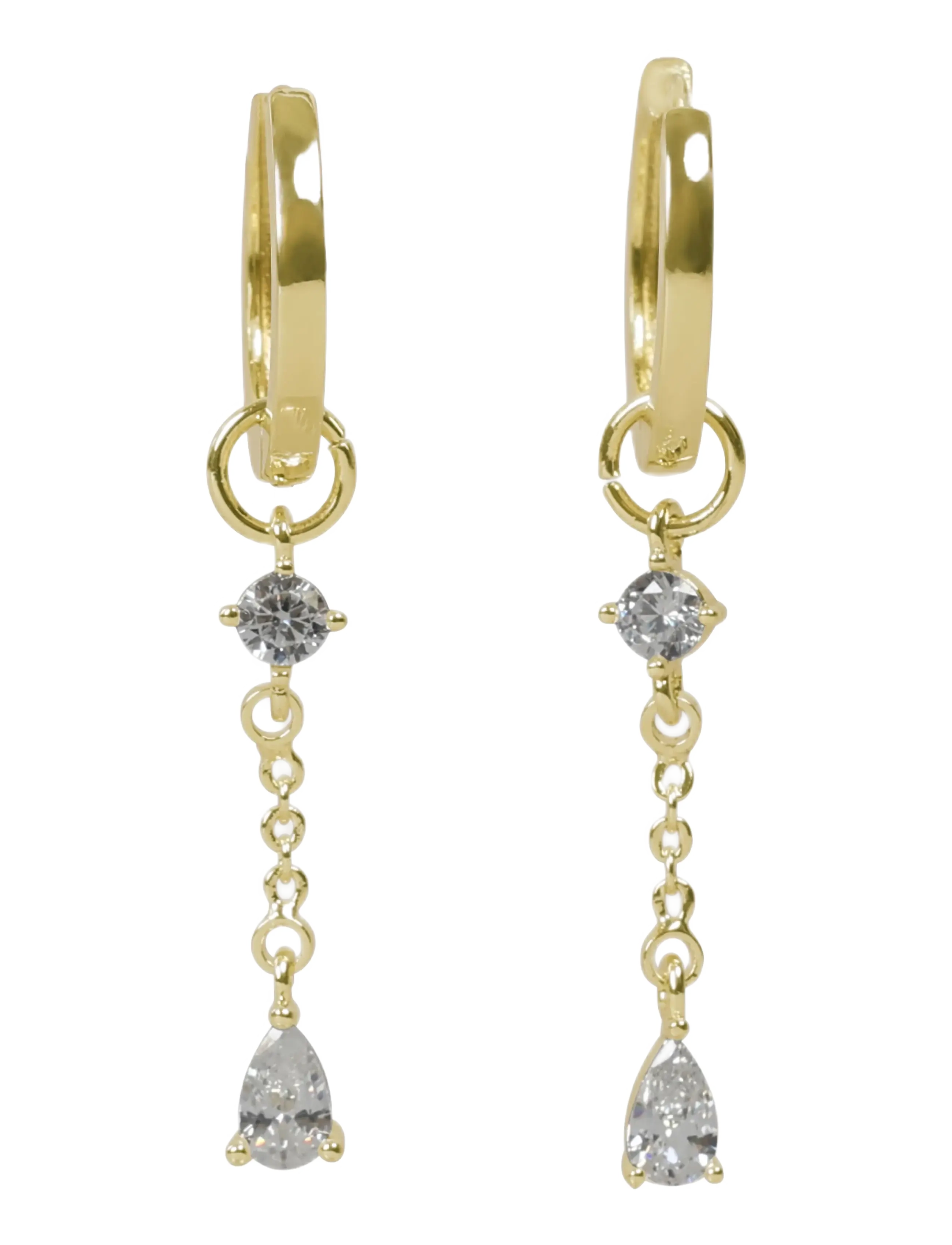 SNÖ of Sweden - Trinity chain pendant ring ear g/clear - Onesize - hängande örhängen - g/clear - 2