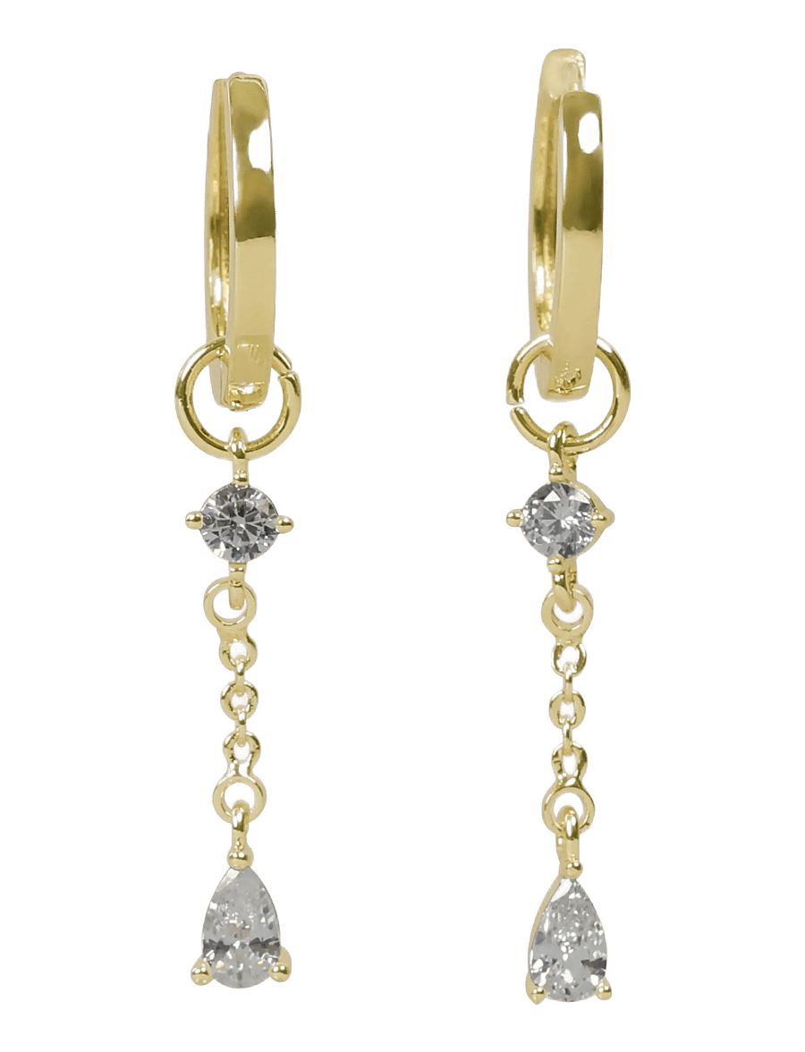 SNÖ of Sweden - Trinity chain pendant ring ear g/clear - Onesize - hängande örhängen - g/clear - 2