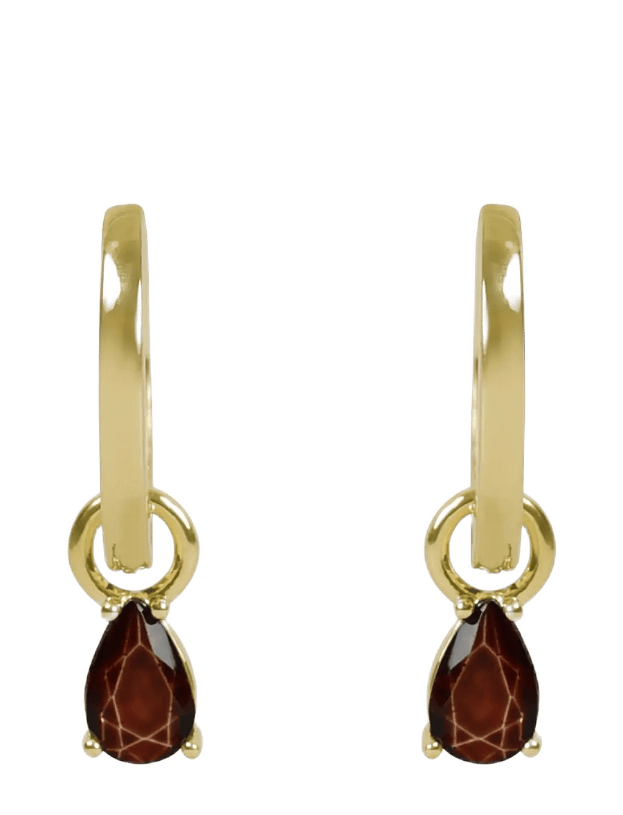 SNÖ of Sweden - Trinity drop pendant ring ear g/brown - Onesize - hängande örhängen - g/brown - 1