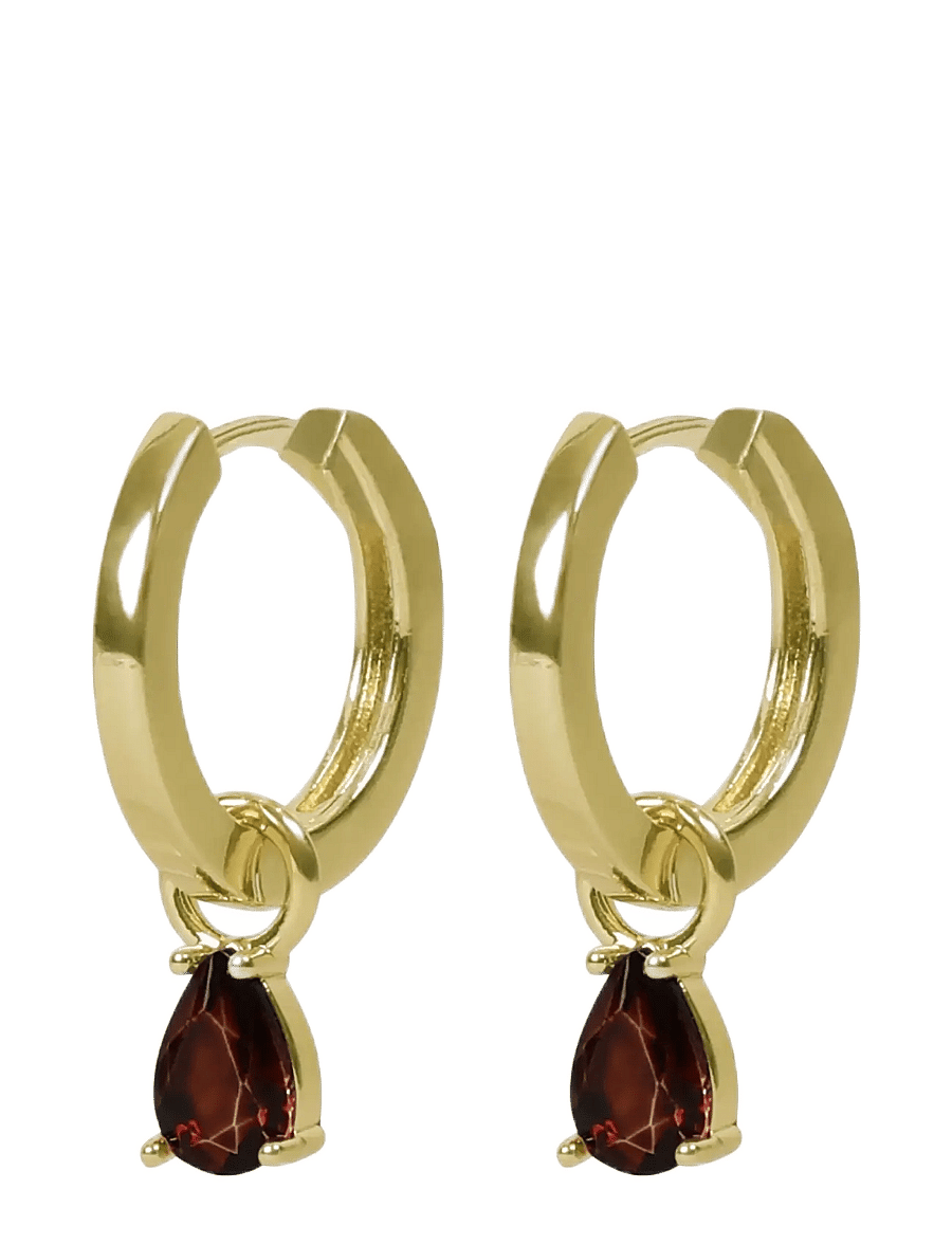 SNÖ of Sweden - Trinity drop pendant ring ear g/brown - Onesize - hängande örhängen - g/brown - 2