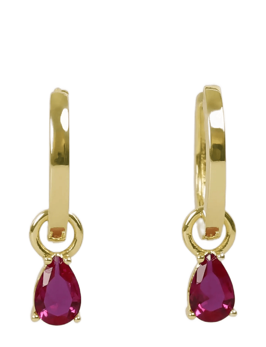 SNÖ of Sweden - Trinity drop pendant ring ear g/fushia - Onesize - ohrhänger - g/fushia - 1