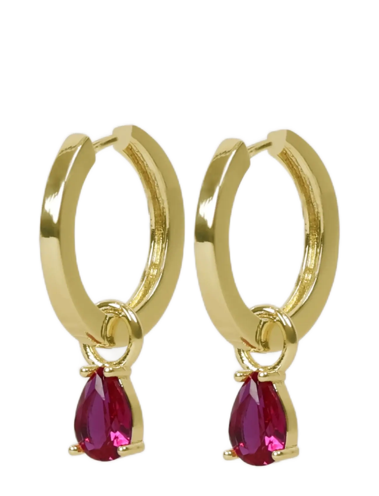 SNÖ of Sweden - Trinity drop pendant ring ear g/fushia - Onesize - hängande örhängen - g/fushia - 2