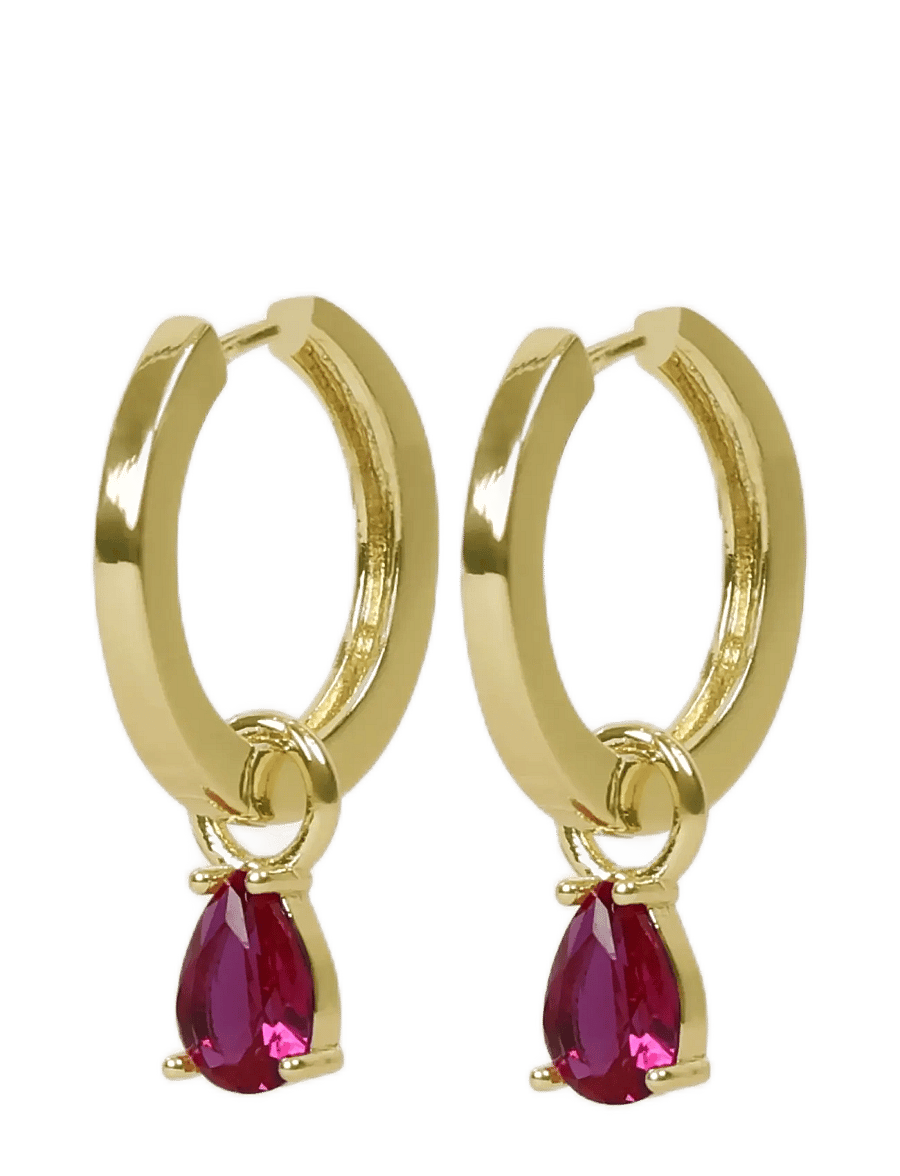 SNÖ of Sweden - Trinity drop pendant ring ear g/fushia - Onesize - ohrhänger - g/fushia - 2