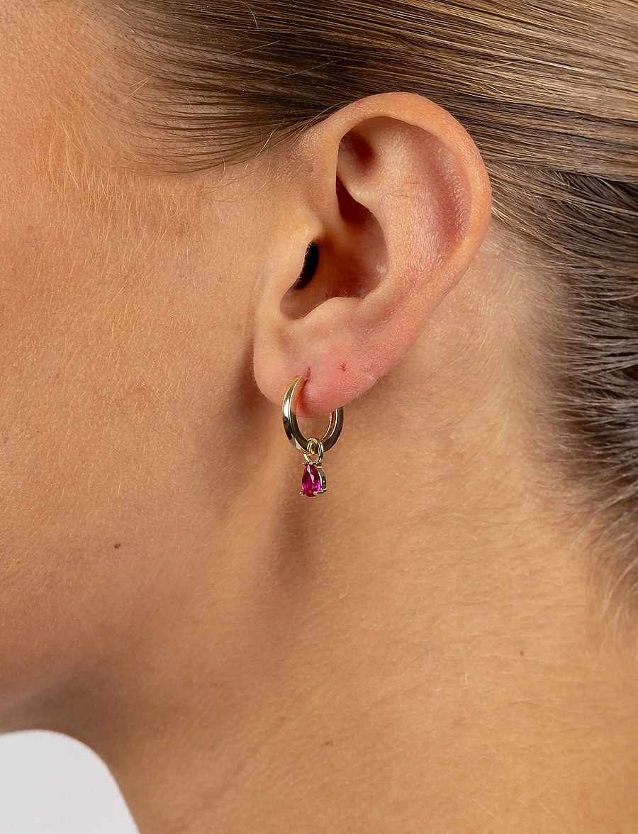 SNÖ of Sweden - Trinity drop pendant ring ear g/fushia - Onesize - ohrhänger - g/fushia - 0