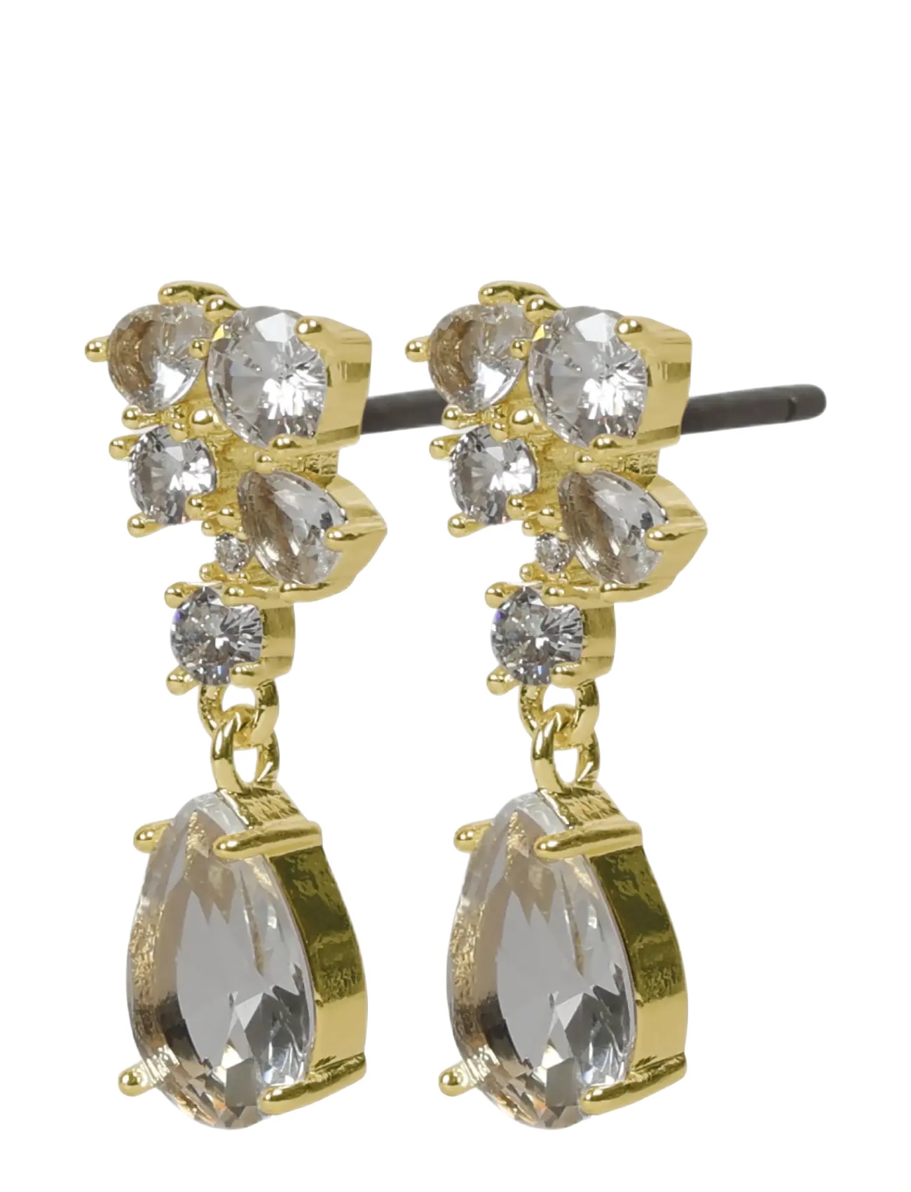 SNÖ of Sweden - Trinity crystal pendant ear g/clear - Onesize - Øreringe med vedhæng - g/clear - 2