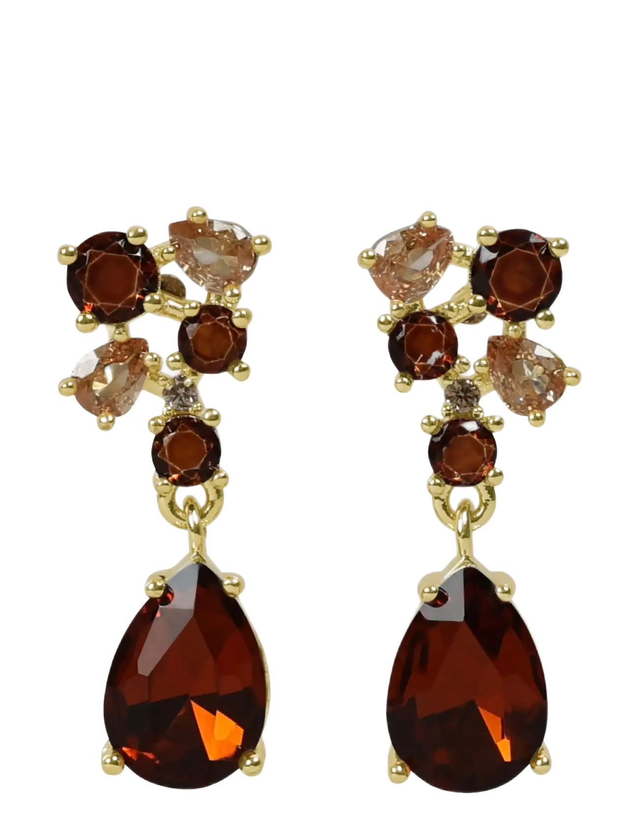 SNÖ of Sweden Trinity crystal pendant ear g/mix champagne - Onesize - SNÖ of Sweden - G/MIX CHAMPAGNE / brown