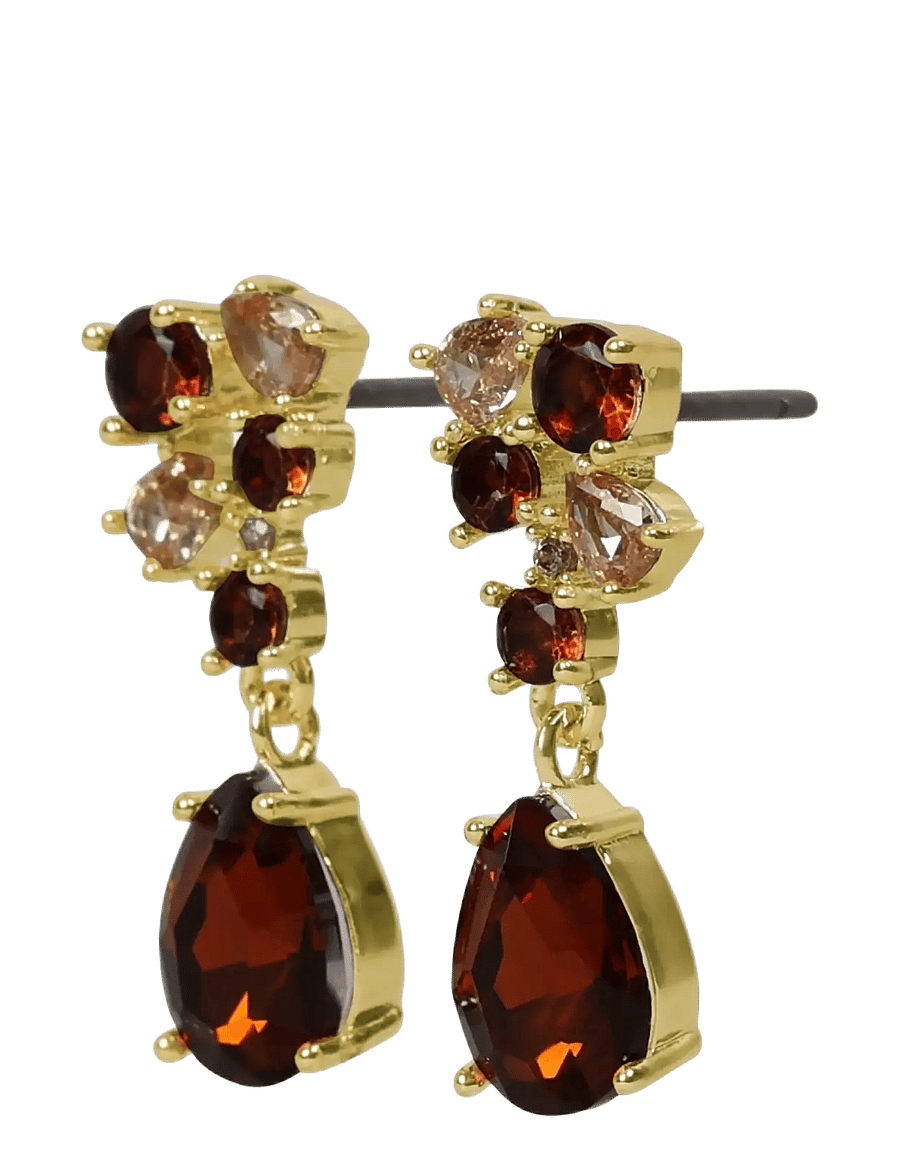 SNÖ of Sweden - Trinity crystal pendant ear g/mix champagne - Onesize - ohrhänger - g/mix champagne - 2