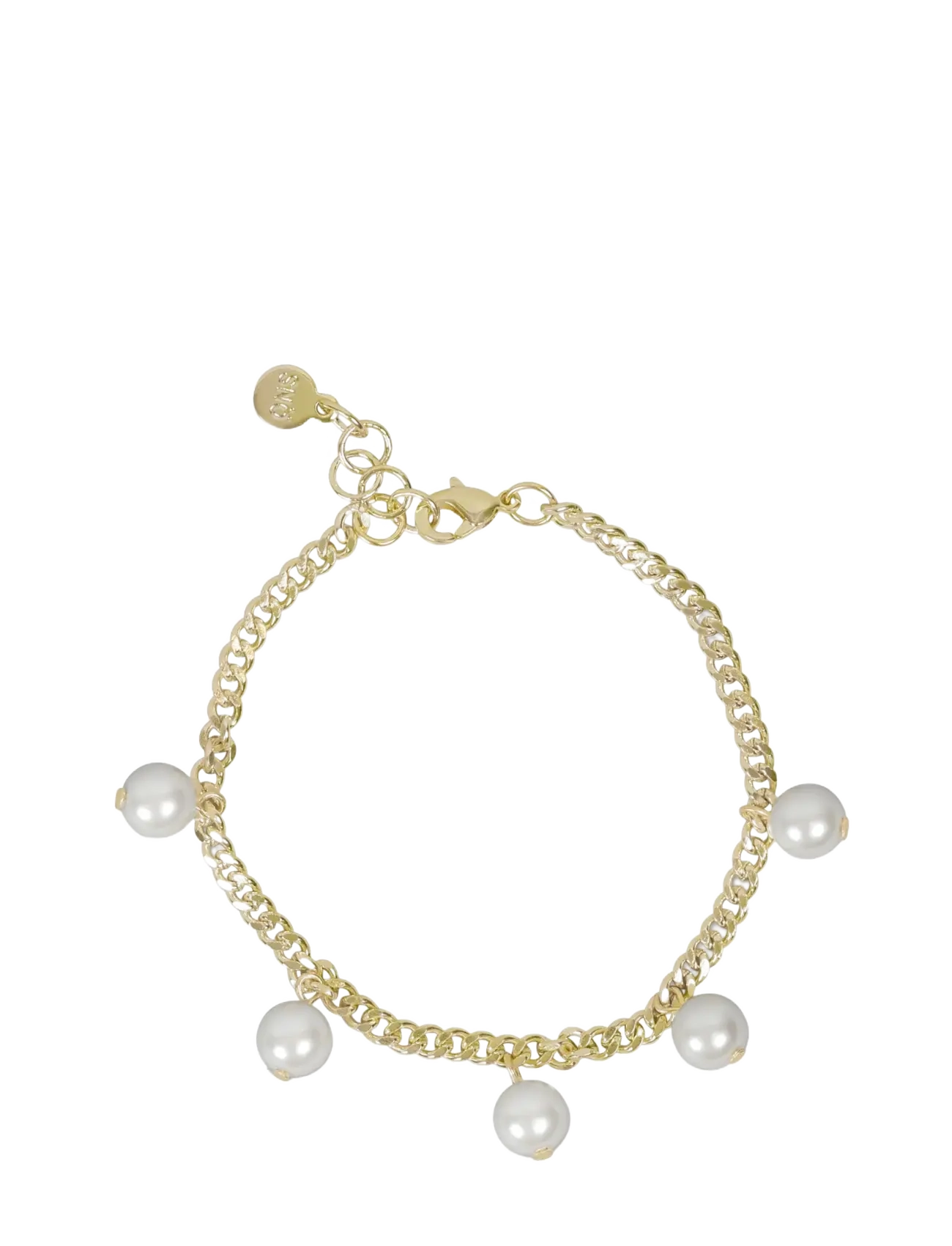 SNÖ of Sweden Largo pearl charm brace g/white - Onesize - Smykker - G/WHITE / gold