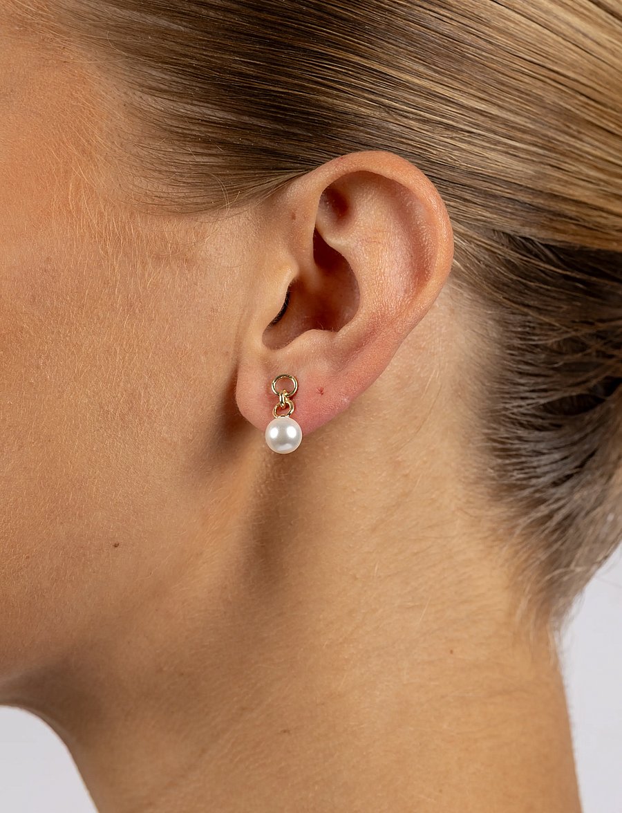 SNÖ of Sweden - Largo pearl pin ear g/white - Onesize - perlenohrringe - g/white - 0