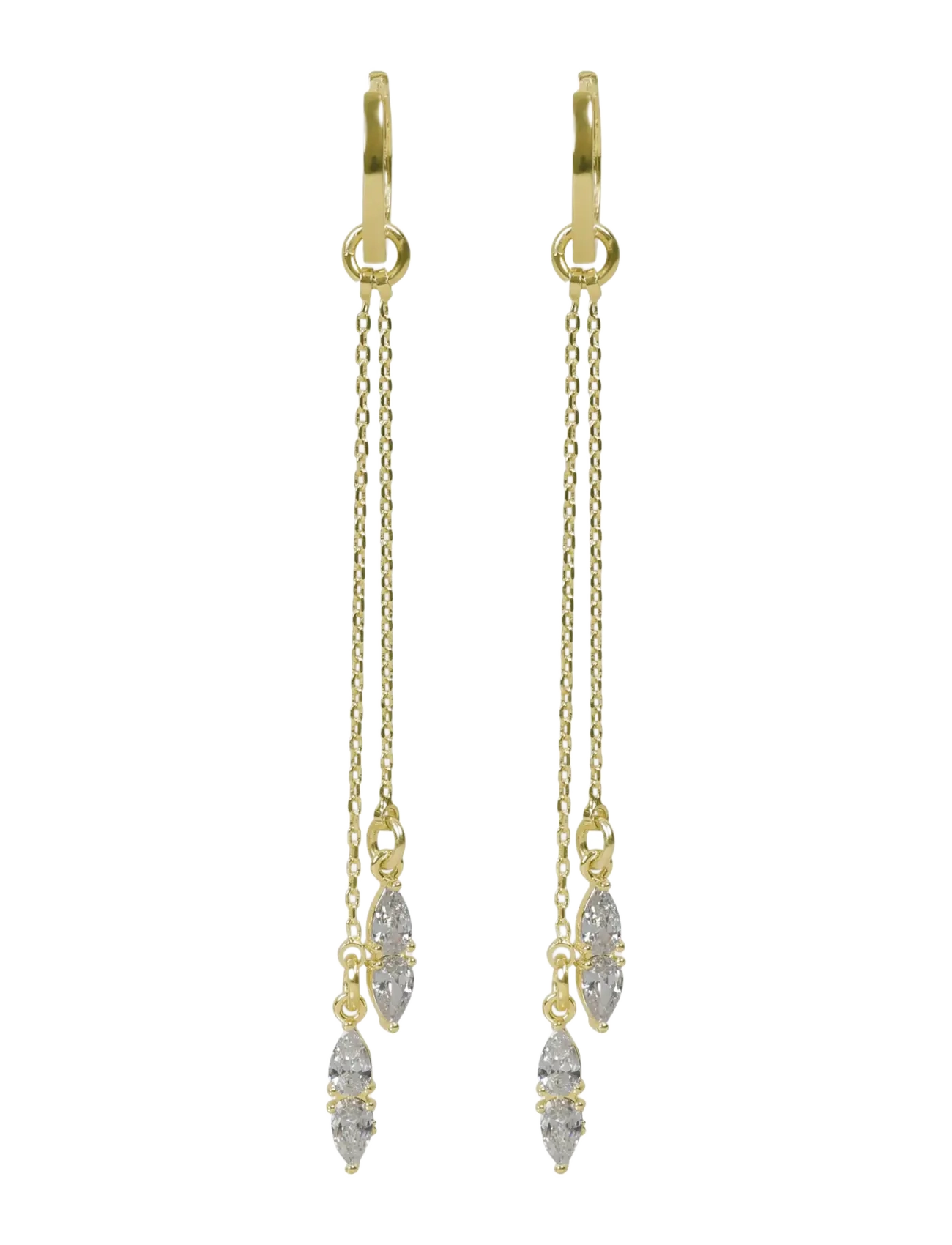 SNÖ of Sweden Largo double chain crystal ear g/clear - Onesize - SNÖ of Sweden - G/CLEAR / gold