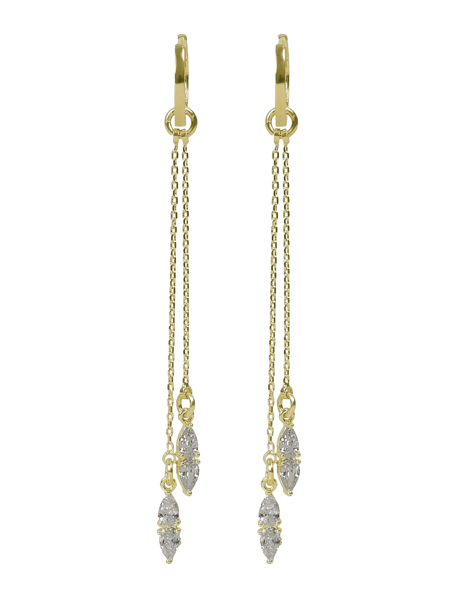 SNÖ of Sweden - Largo double chain crystal ear g/clear - Onesize - oorhangers - g/clear - 1