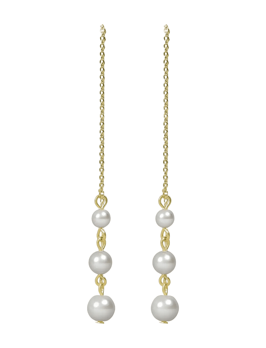 SNÖ of Sweden - Largo chain pearl ear g/white - Onesize - parel oorbellen - g/white - 1