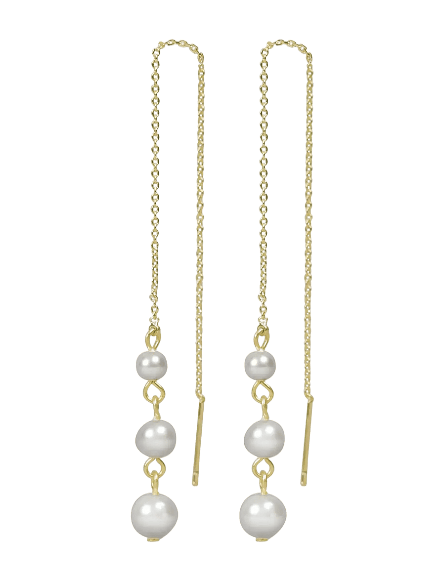 SNÖ of Sweden - Largo chain pearl ear g/white - Onesize - parel oorbellen - g/white - 2