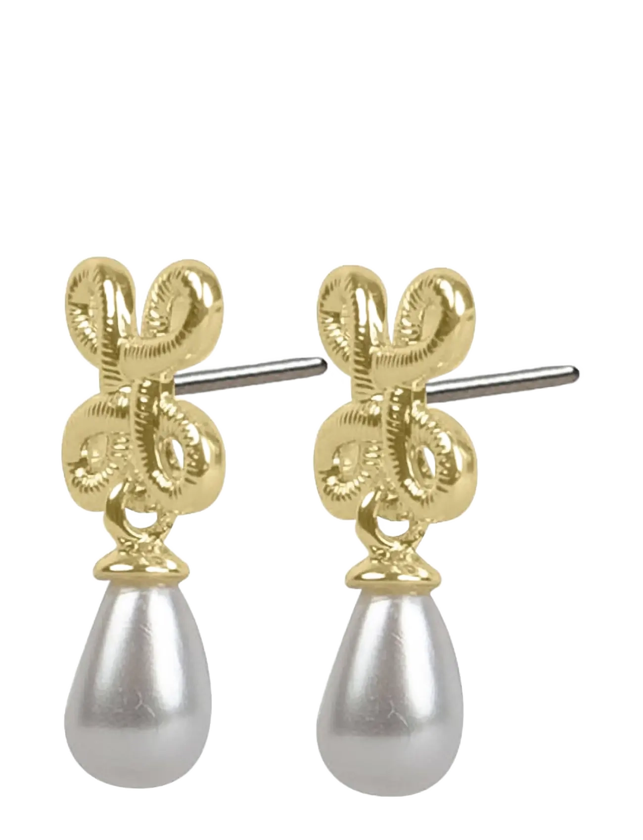 SNÖ of Sweden - Lacy pearl pendant ear g/white - Onesize - perleøreringe - g/white - 2