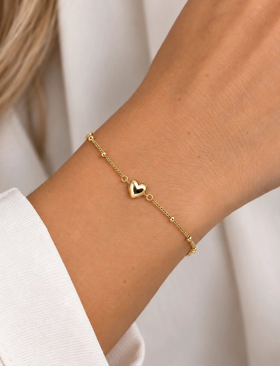 SNÖ of Sweden - Sky heart brace plain g - Onesize - kædearmbånd - plain g - 0