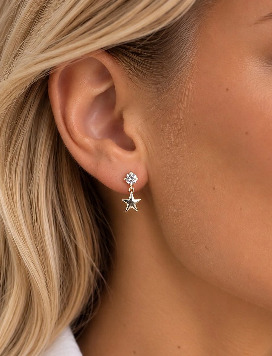 SNÖ of Sweden - Sky star crystal ear s/clear - Onesize - Øreringe med vedhæng - s/clear - 0