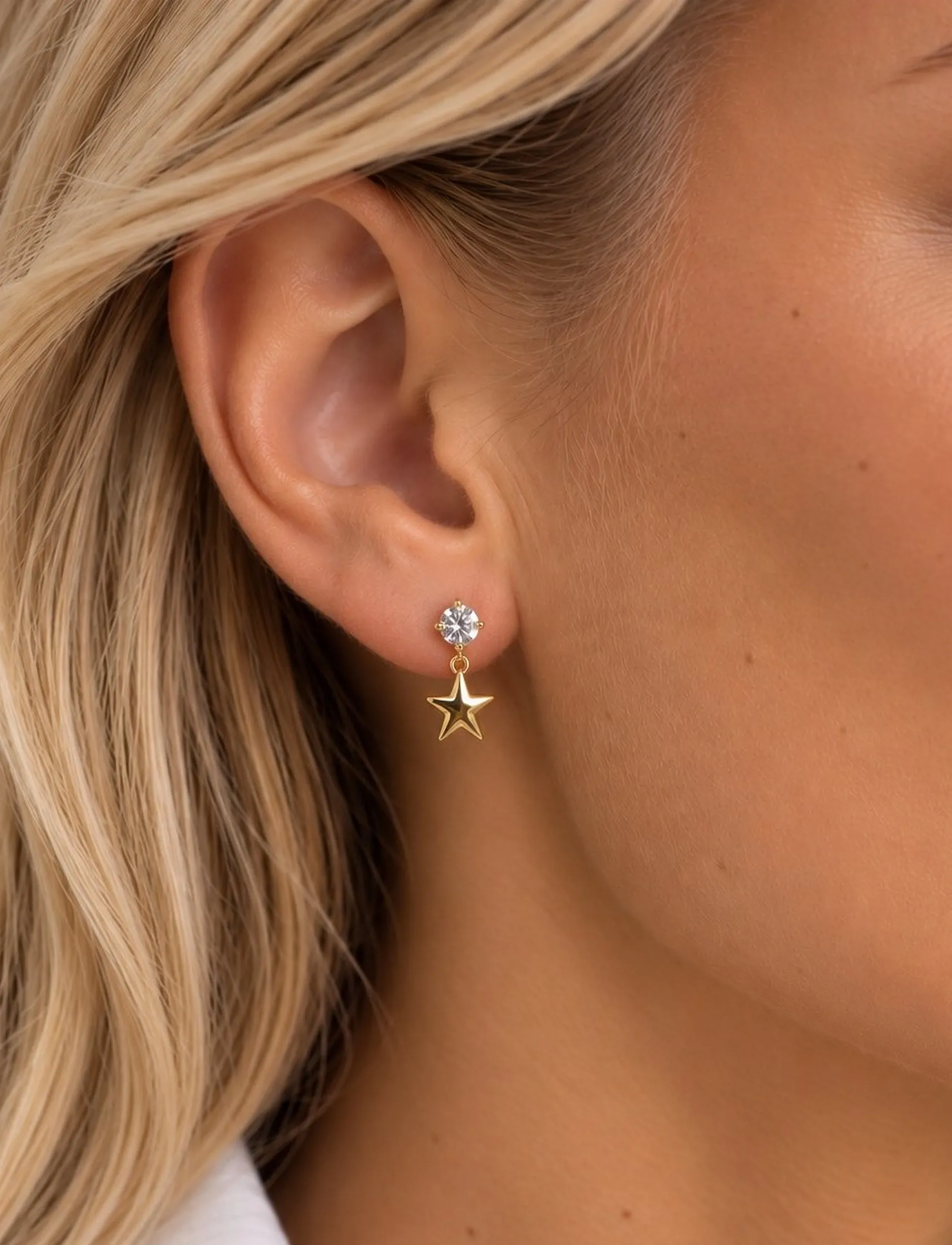 SNÖ of Sweden - Sky star crystal ear g/clear - Onesize - Øreringe med vedhæng - g/clear - 0