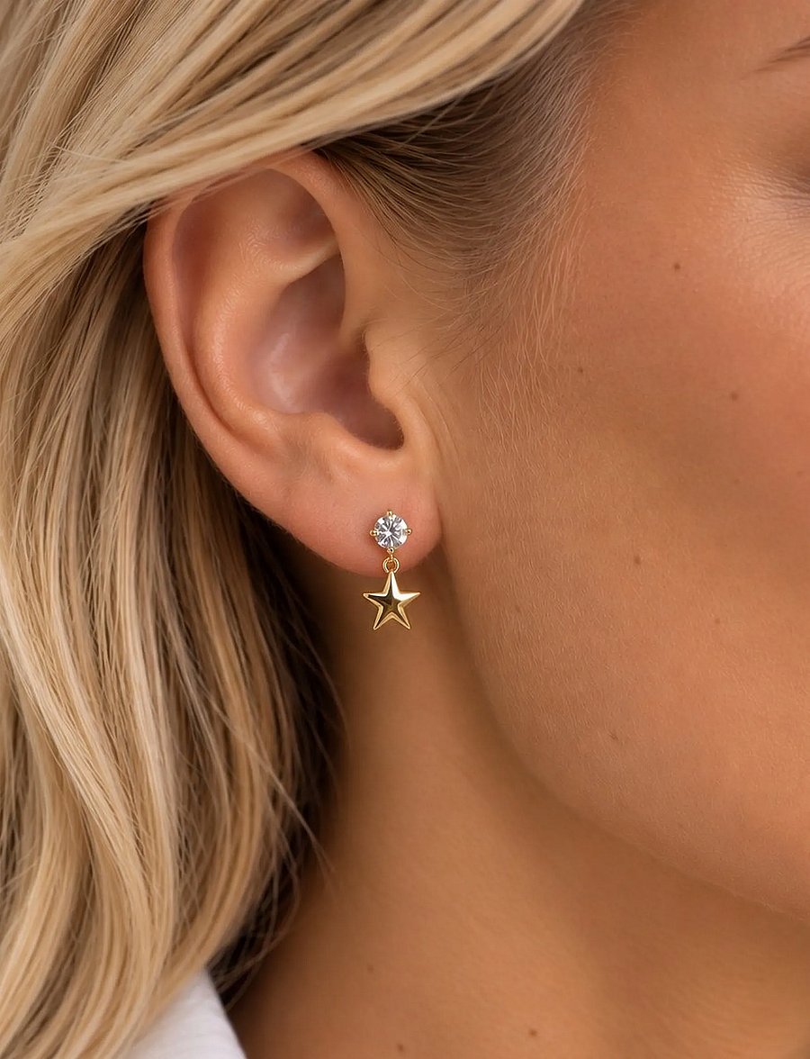 SNÖ of Sweden - Sky star crystal ear g/clear - Onesize - Øreringe med vedhæng - g/clear - 0