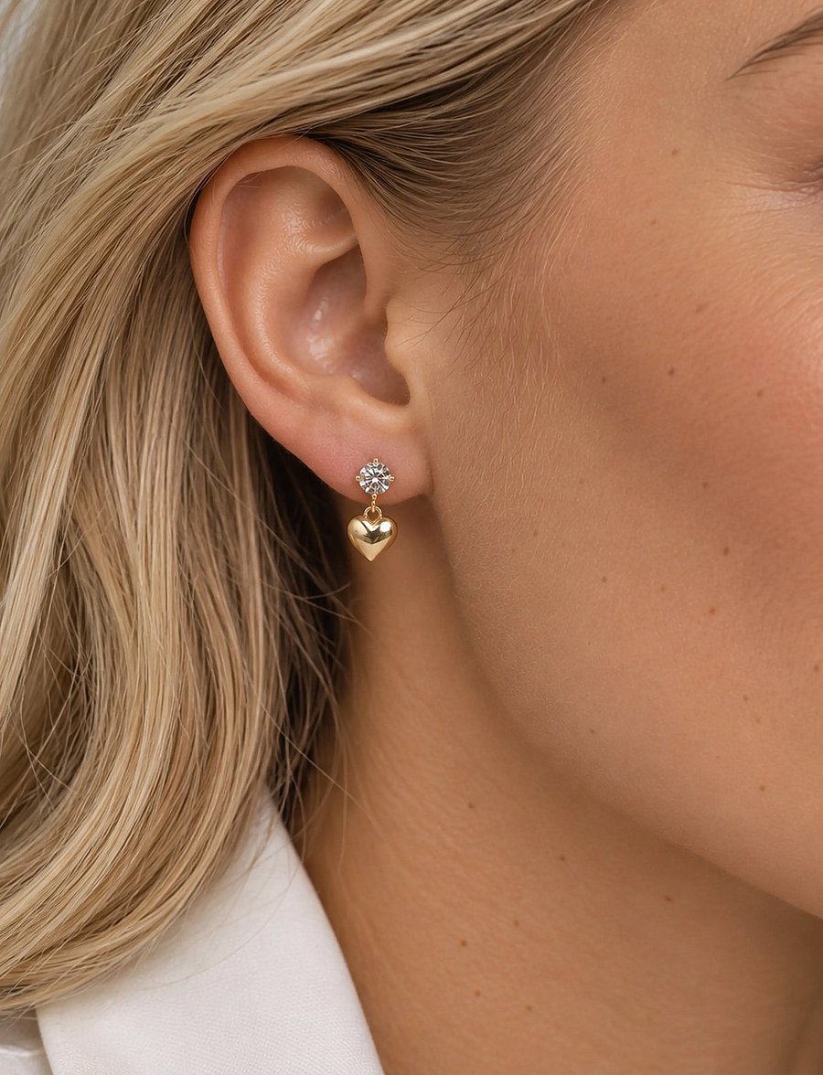 SNÖ of Sweden - Sky heart crystal ear g/clear - Onesize - Øreringe med vedhæng - g/clear - 0
