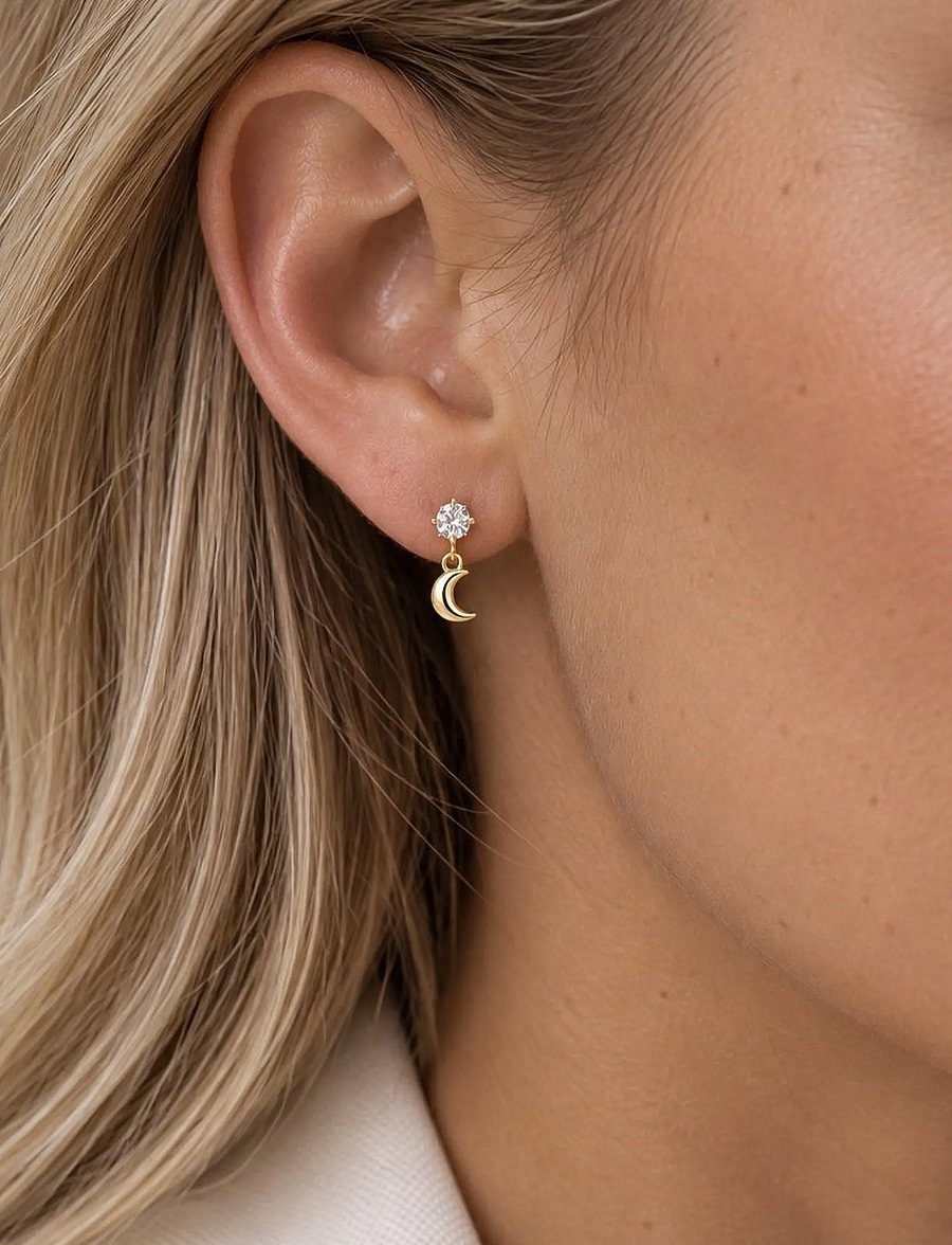 SNÖ of Sweden - Sky moon crystal ear g/clear - Onesize - Øreringe med vedhæng - g/clear - 0