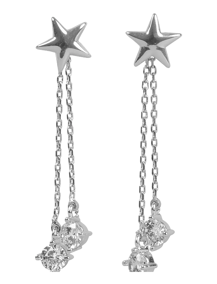 SNÖ of Sweden - Sky star chain ear s/clear - Onesize - Øreringe med vedhæng - s/clear - 1
