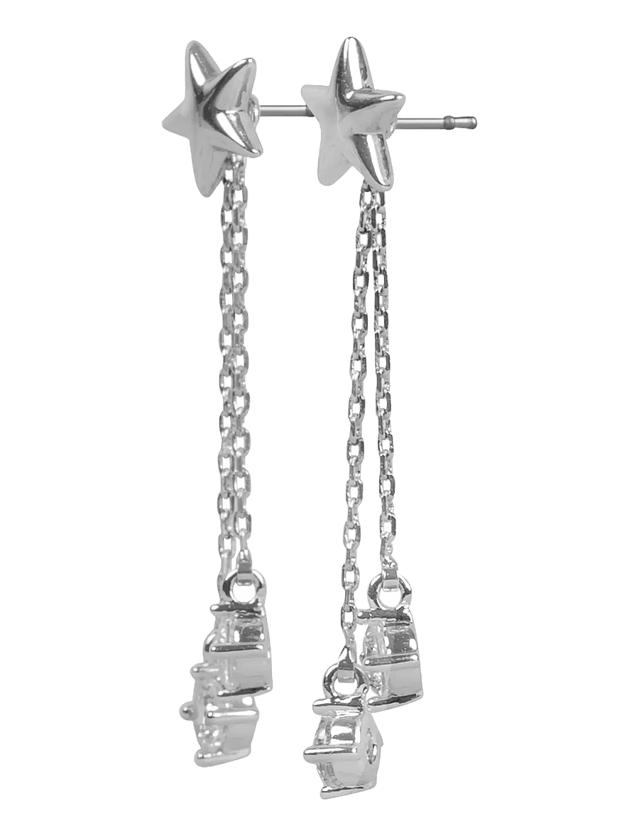 SNÖ of Sweden - Sky star chain ear s/clear - Onesize - Øreringe med vedhæng - s/clear - 2