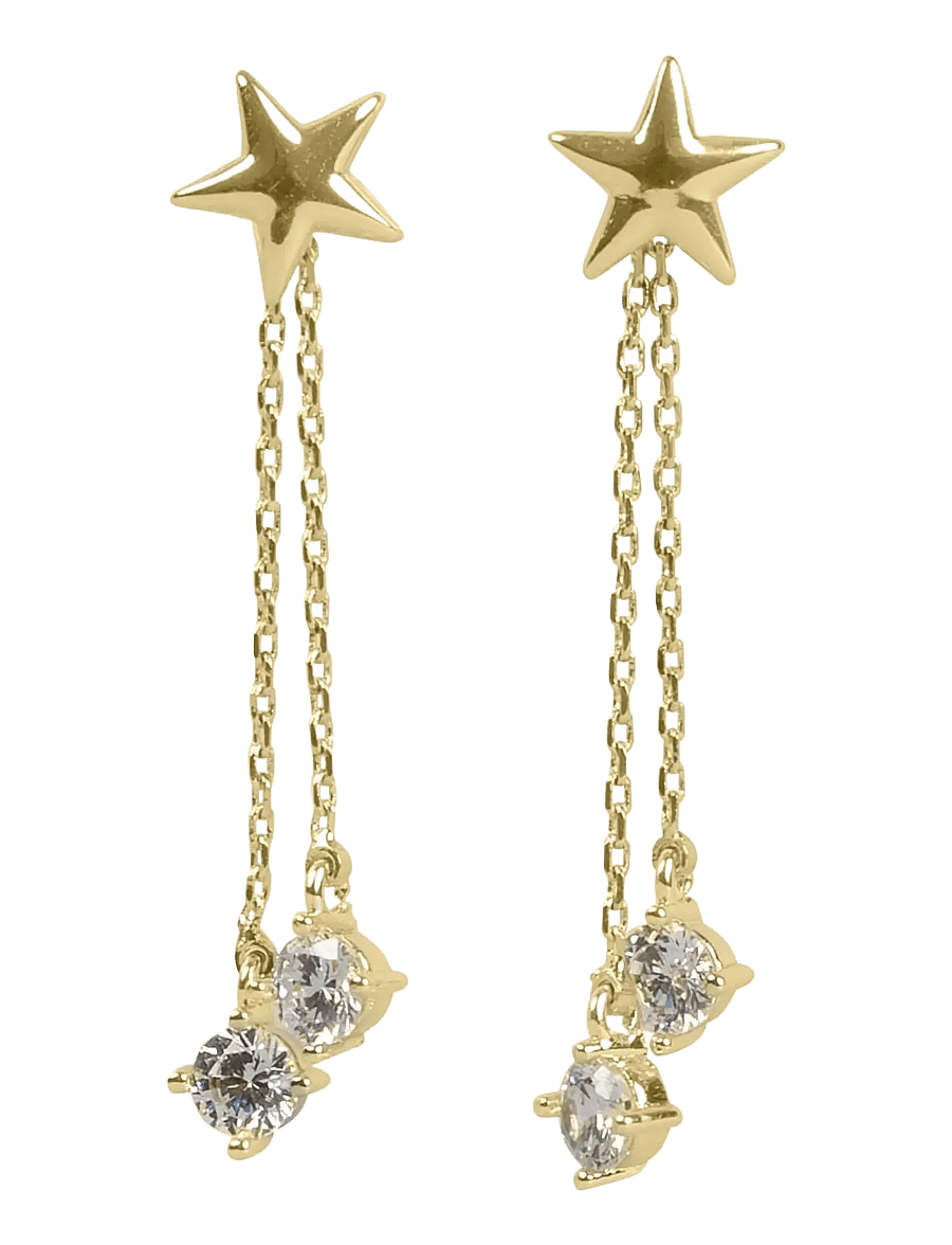 SNÖ of Sweden - Sky star chain ear g/clear - Onesize - Øreringe med vedhæng - g/clear - 1