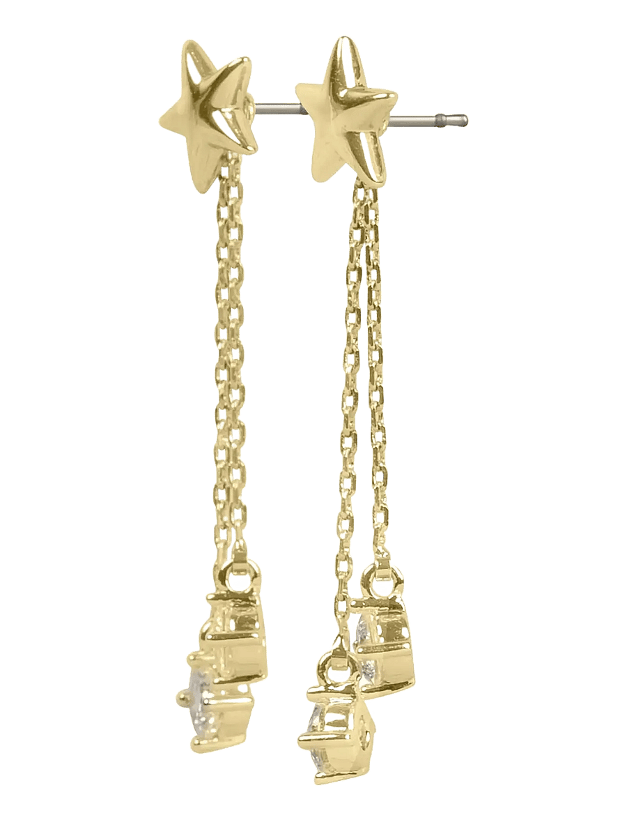 SNÖ of Sweden - Sky star chain ear g/clear - Onesize - Øreringe med vedhæng - g/clear - 2