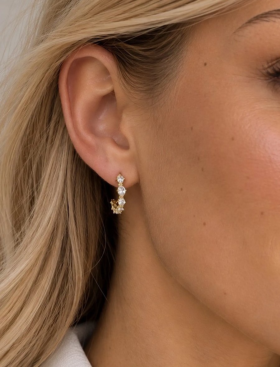 SNÖ of Sweden - Night crystal ear g/clear - Onesize - Øreringe med vedhæng - g/clear - 0