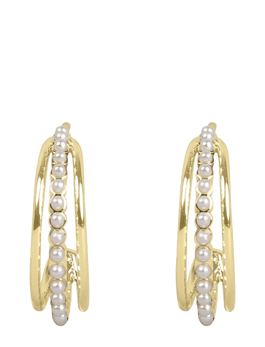 SNÖ of Sweden - Night pearl oval ear g/white - Onesize - perleøreringe - g/white - 1